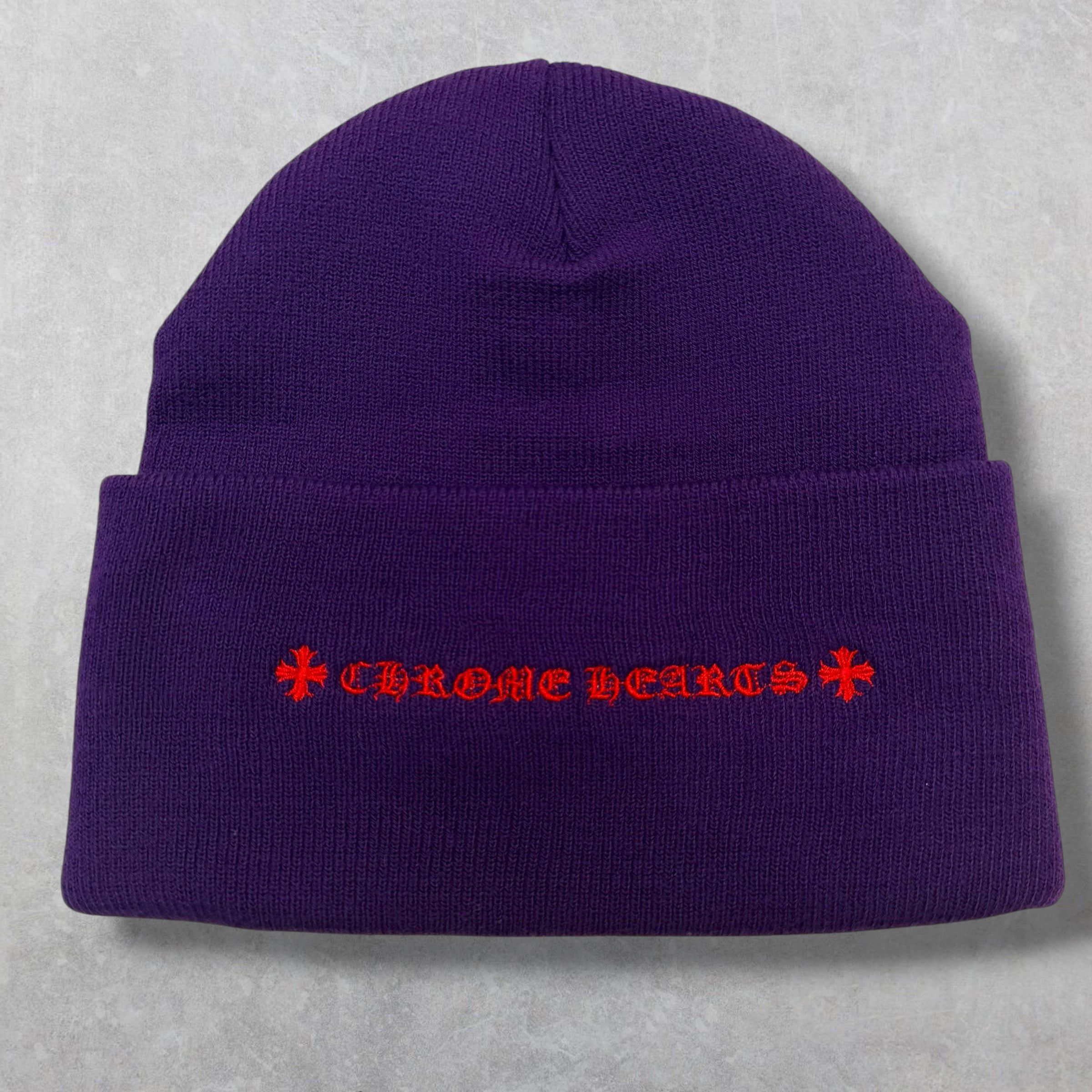 Chrome Hearts Chrome Hearts Red Triple Cross Purple Beanie Size ONE SIZE - 2 Thumbnail