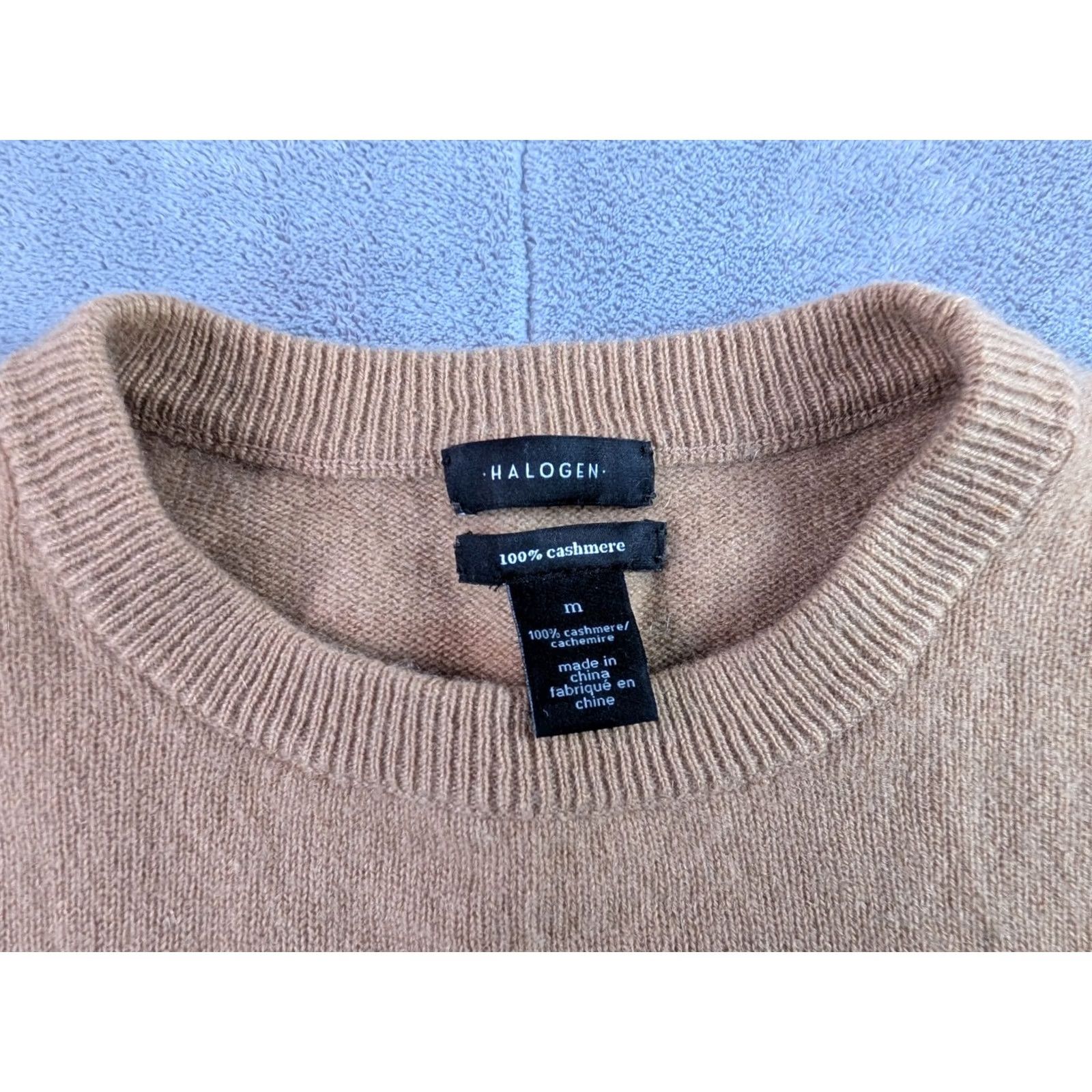 Vintage Halogen Sweater Shirt Beige 100% Cashmere Crew Neck Long Sleeve M Womens Vintage No Size M / US 6-8 / IT 42-44 - 2 Thumbnail