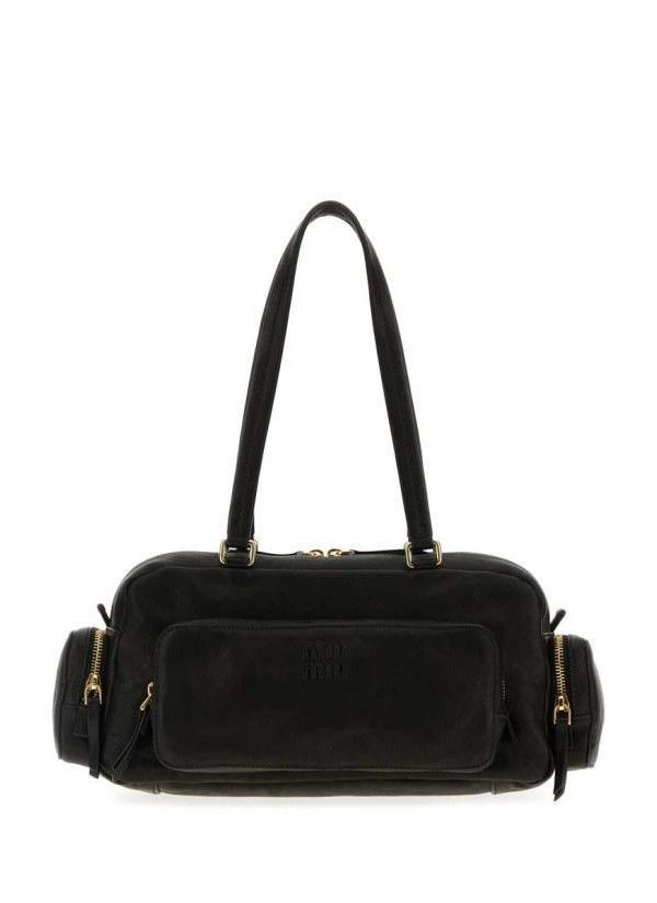 Washing Nappa Leather Pocket Bag in Black, Women's