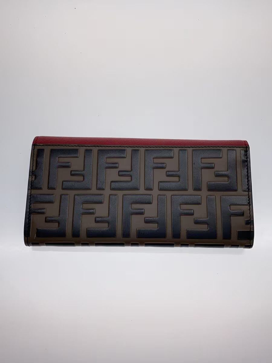 Fendi Fendi Zucca Pattern Leather Long Wallet Red Embossed Size ONE SIZE - 2 Thumbnail