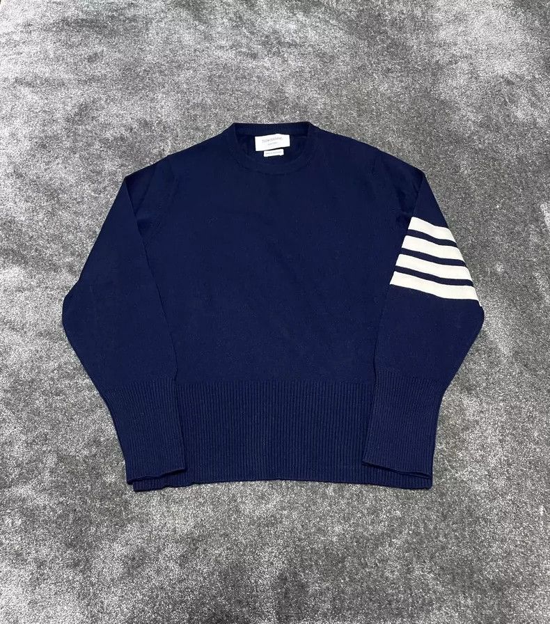 Thom Browne Thom BrowneDark blue cashmere pullover sweater 2503-Nextar Size US L / EU 52-54 / 3 - 1 Thumbnail