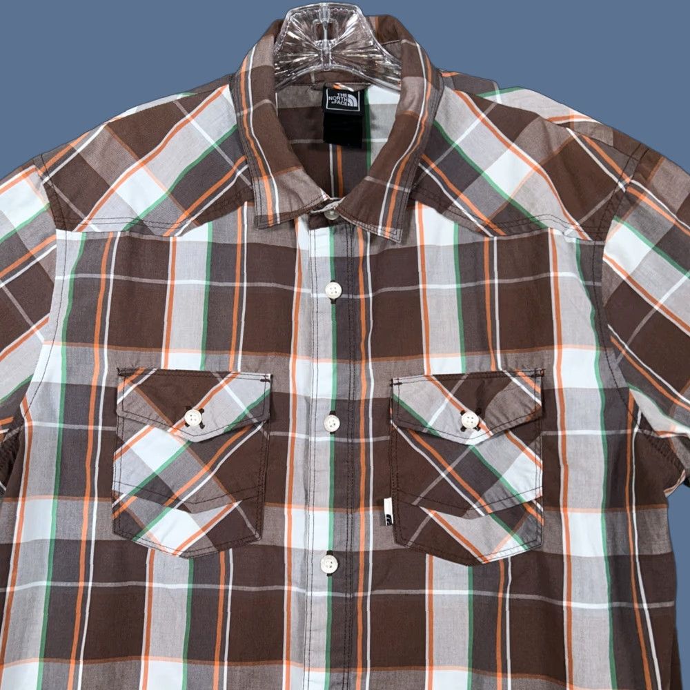 The North Face VINTAGE The North Face Shirt Mens L Brown Plaid Short Sleeve Button Up Outdoors Camping Size US L / EU 52-54 / 3 - 1 Thumbnail