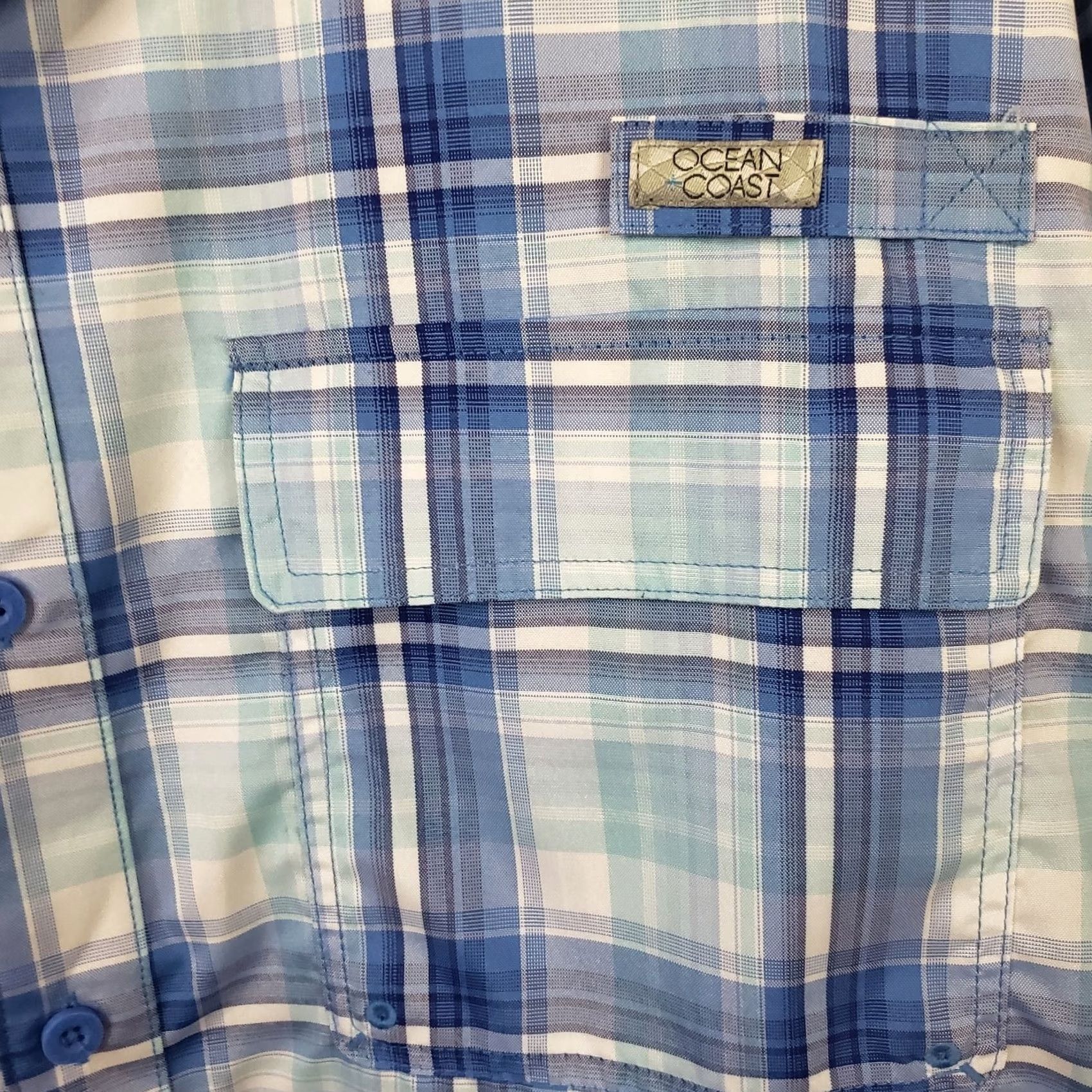 Vintage Ocean & Coast Mens Button-Up Shirt 2XL Blue Plaid Lightweight Vented Camp Shirt Outdoor Casual Workwear Shirt Size US XXL / EU 58 / 5 - 4 Thumbnail
