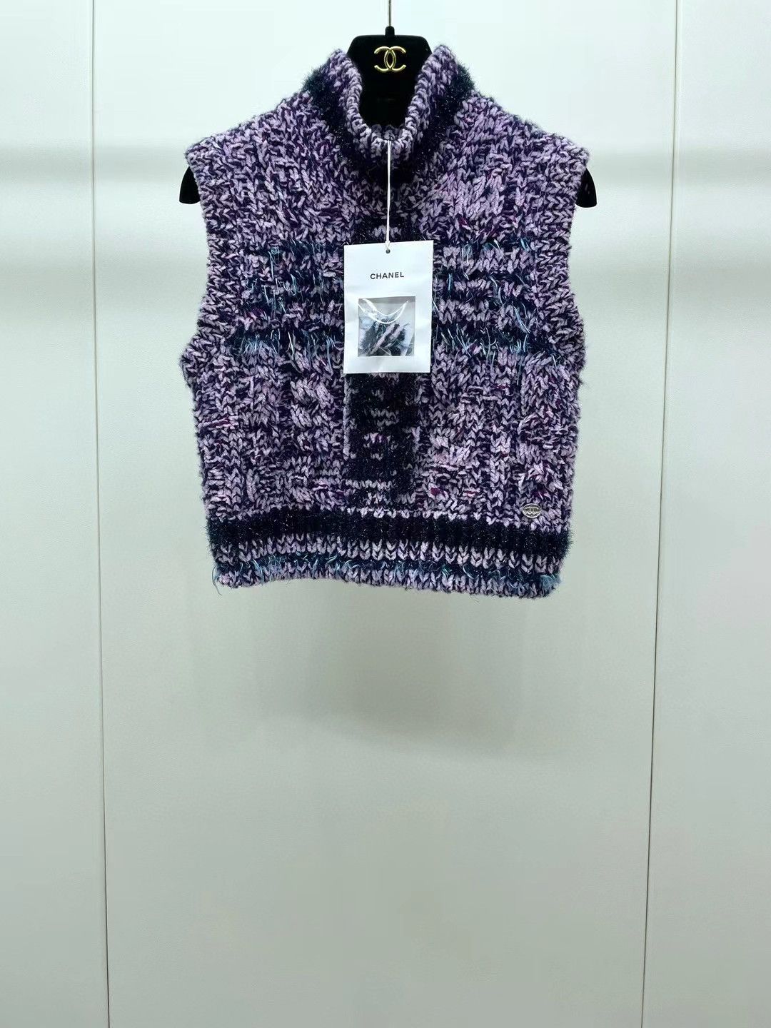 image of Chanel 23B Purple Knit Vest, Women's (Size XS)