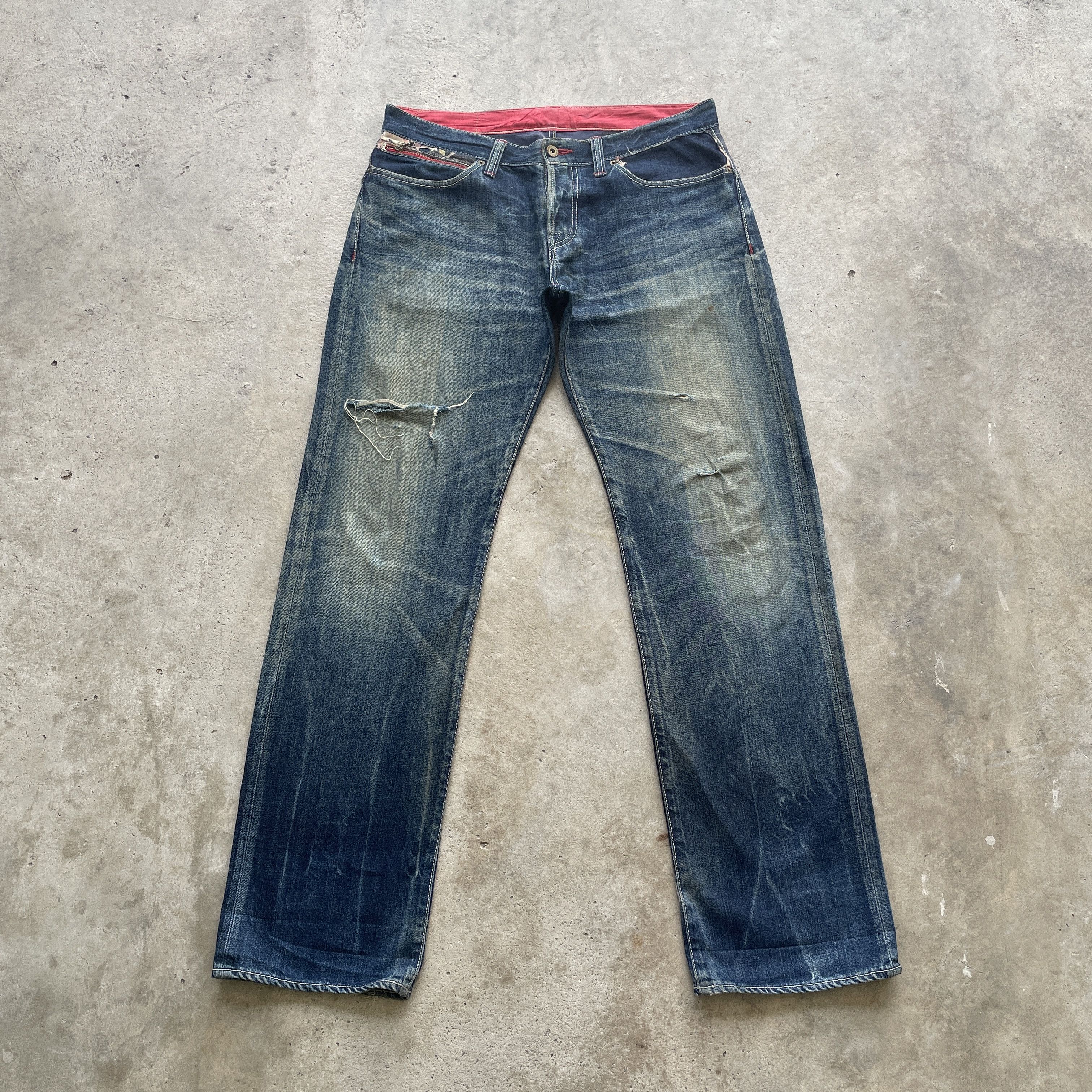 Japanese Brand VINTAGE JAPANESE RUSTY JEANS DISTRESSED FADED PANTS W35x34 Size US 35 - 3 Thumbnail