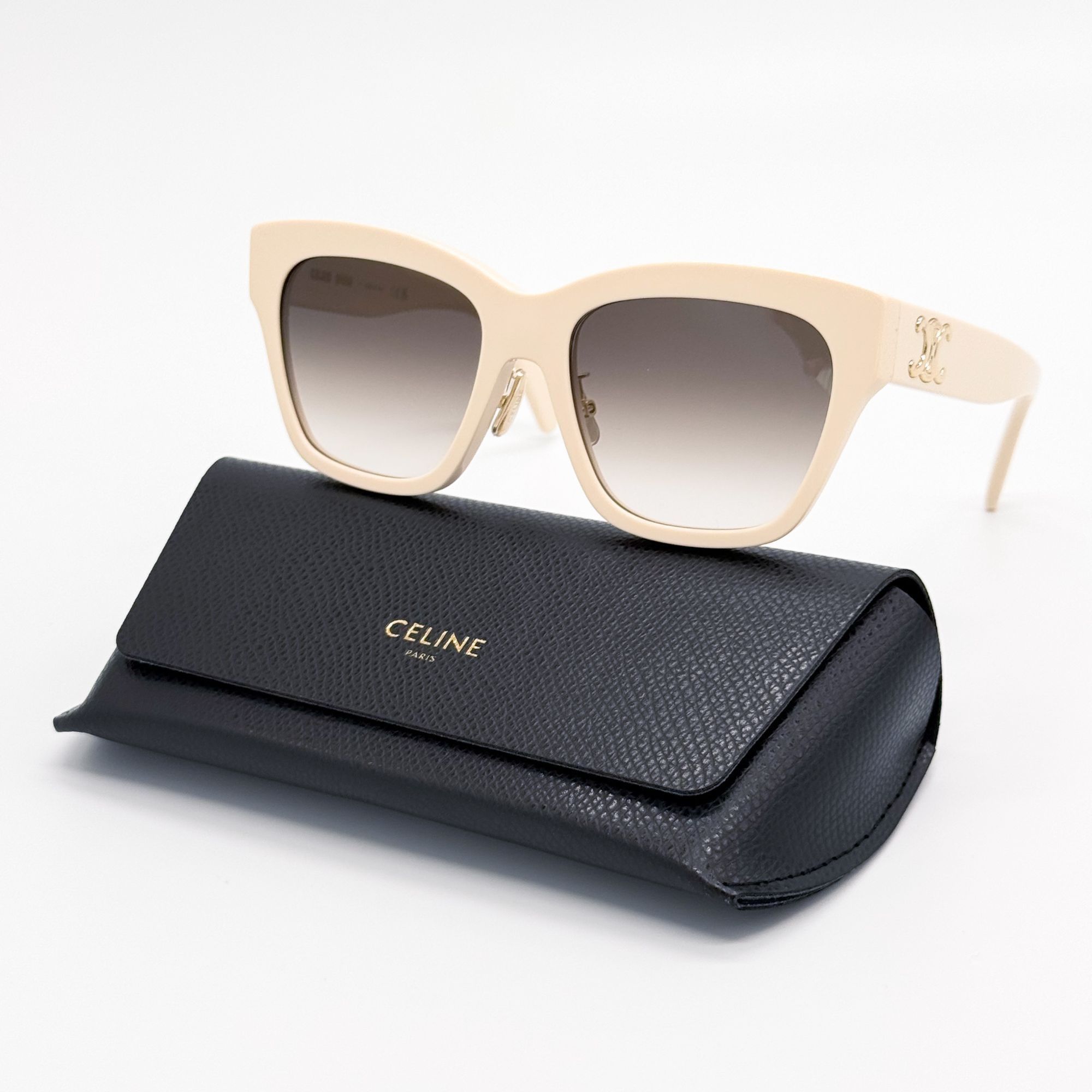 NEW CELINE CL40312U 25A ROUND IVORY WOMEN SUNGLASSES CELINE CELINE White Round CL40194U 25A Sunglasses With Gold  main image 2