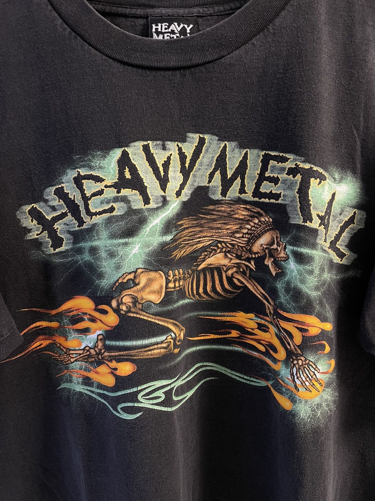 Vintage RARE 90’s Heavy Metal Skull Fire T-Shirt Lightning Punk Size US L / EU 52-54 / 3 - 5 Thumbnail