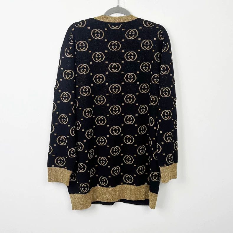Gucci GucciBlack gold full-printed cardigan jacket 2503-Nextarrow Size S / US 4 / IT 40 - 2 Thumbnail