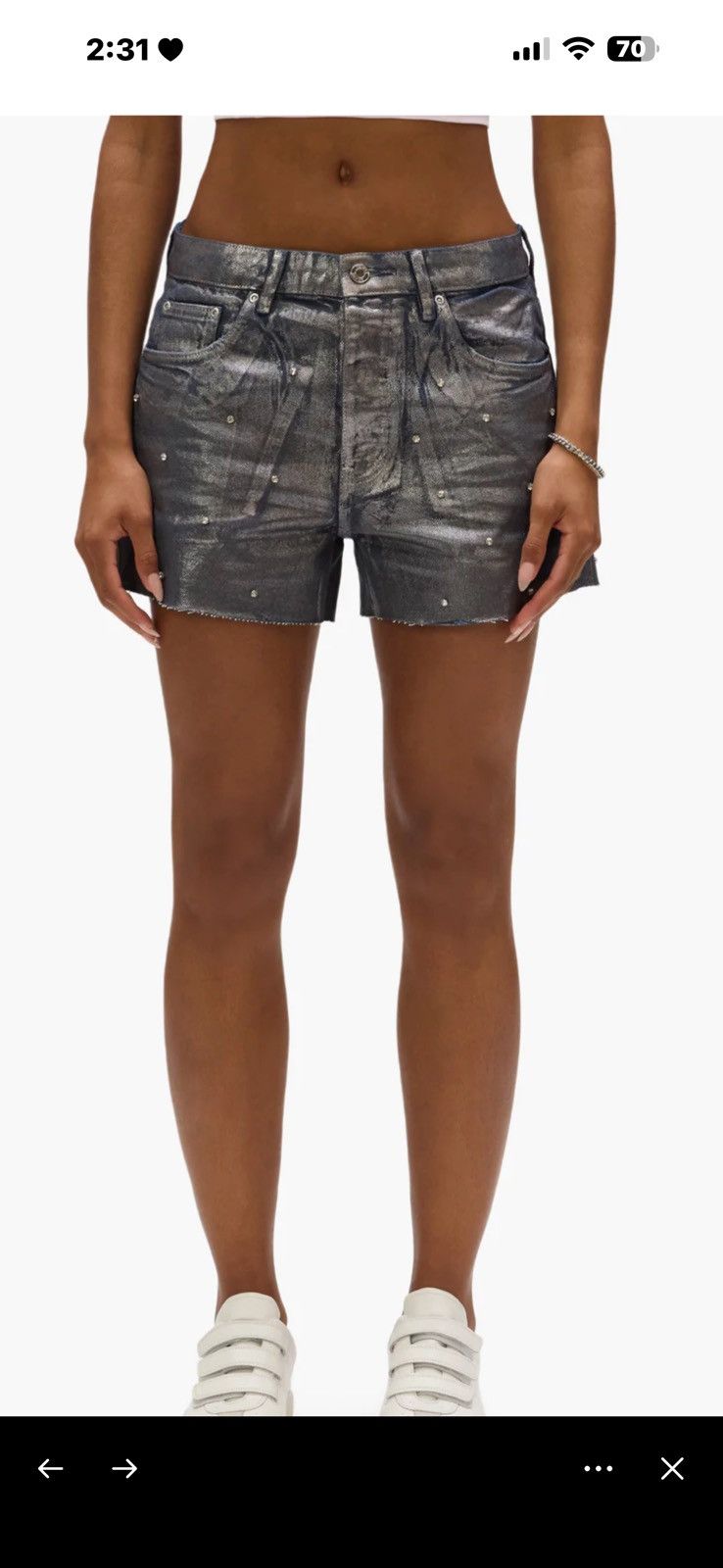 Other Foil Rhinestone Cut Off Shorts Size 29" - 5 Thumbnail