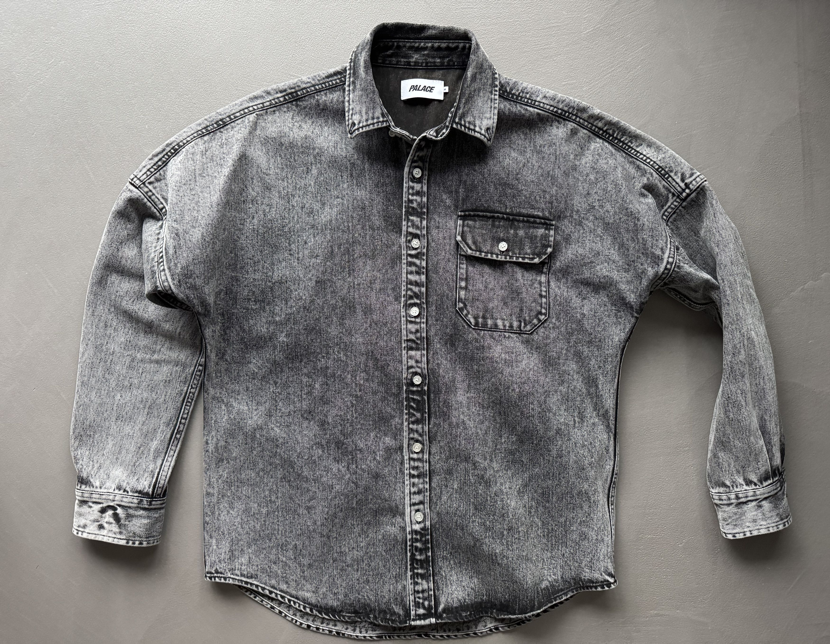 Palace Palace Denim Bossy Button Up Shirt, Stonewashed Black / Grey Size US M / EU 48-50 / 2 - 2 Thumbnail