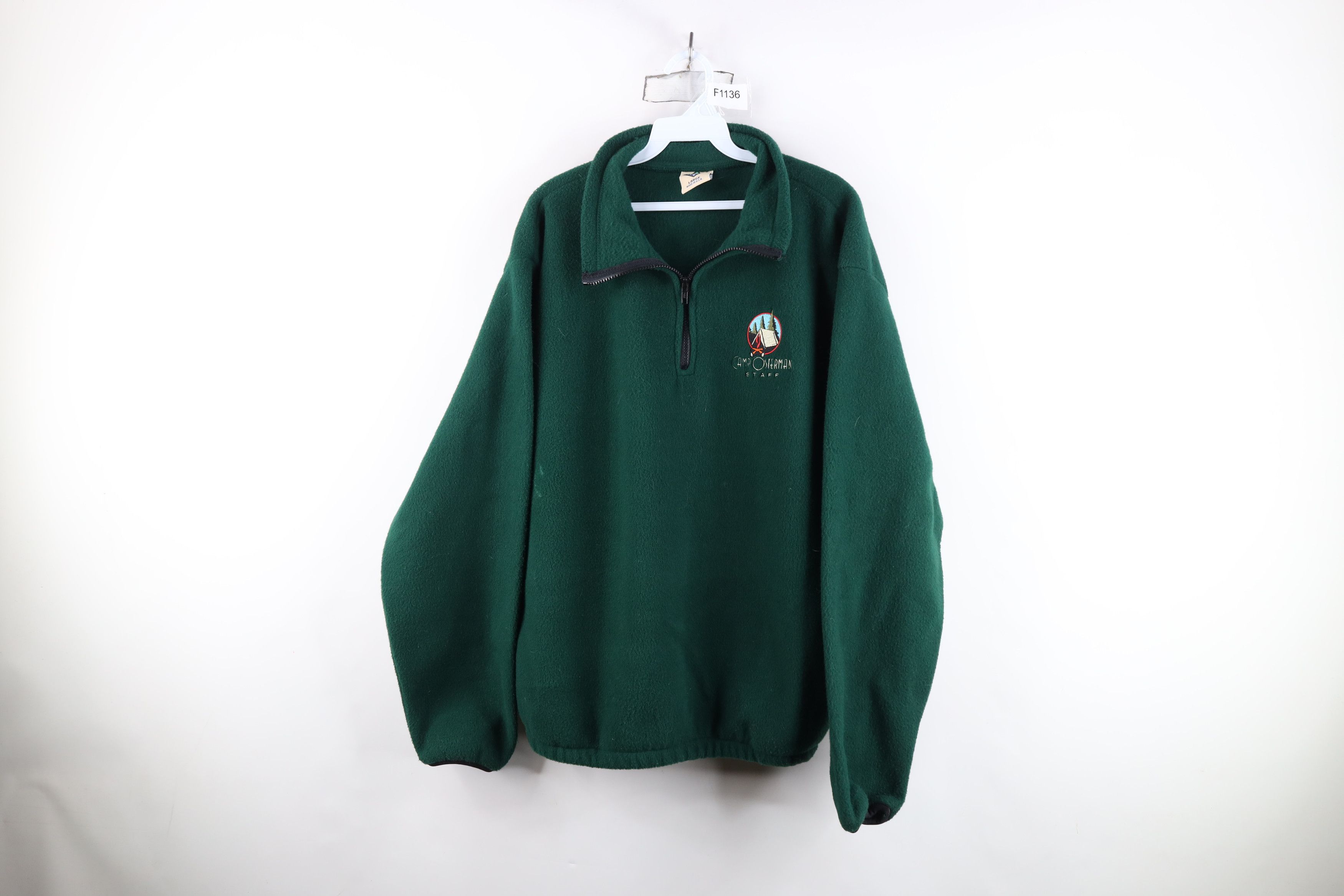 Vintage Vintage 90s Osterman Staff Half Zip Fleece Sweater Green USA Size US L / EU 52-54 / 3 - 1 Thumbnail
