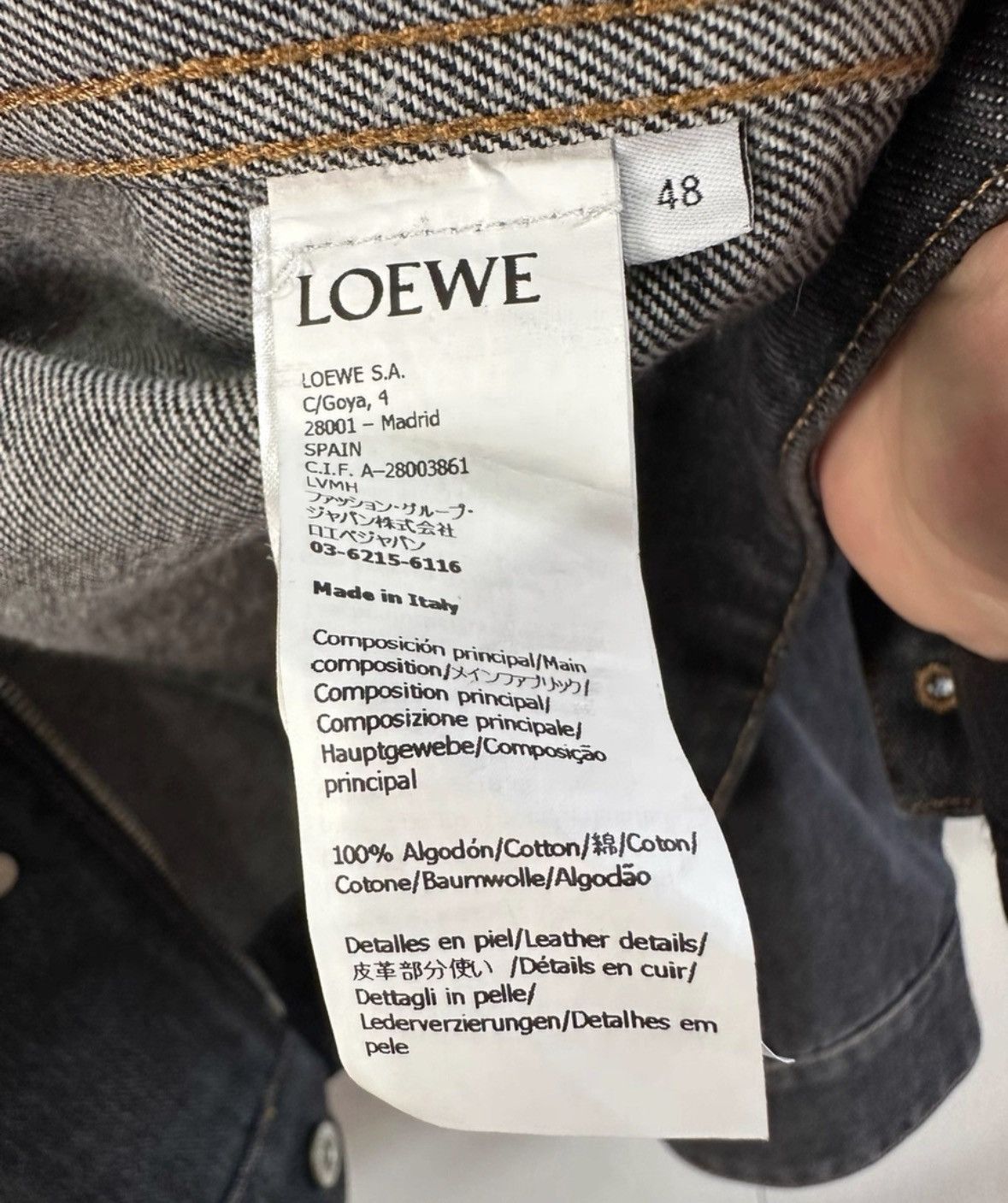 Loewe LOEWE Black-gray geometric denim jacket Size US M / EU 48-50 / 2 - 8 Thumbnail