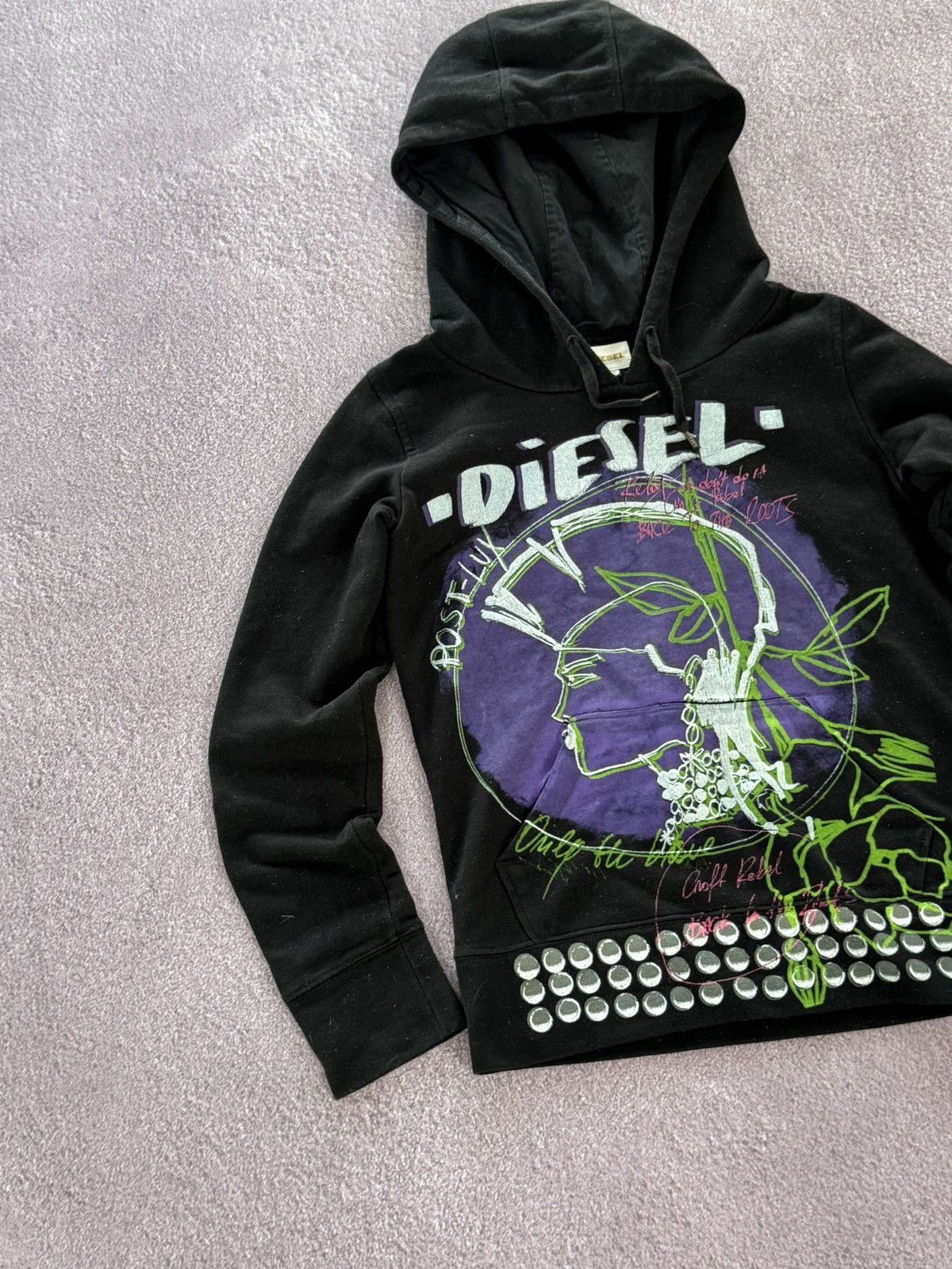 Diesel Diesel 00s Crazy Print Grunge Vibe Y2K Hoodie - Japanese Size S / US 4 / IT 40 - 4 Thumbnail