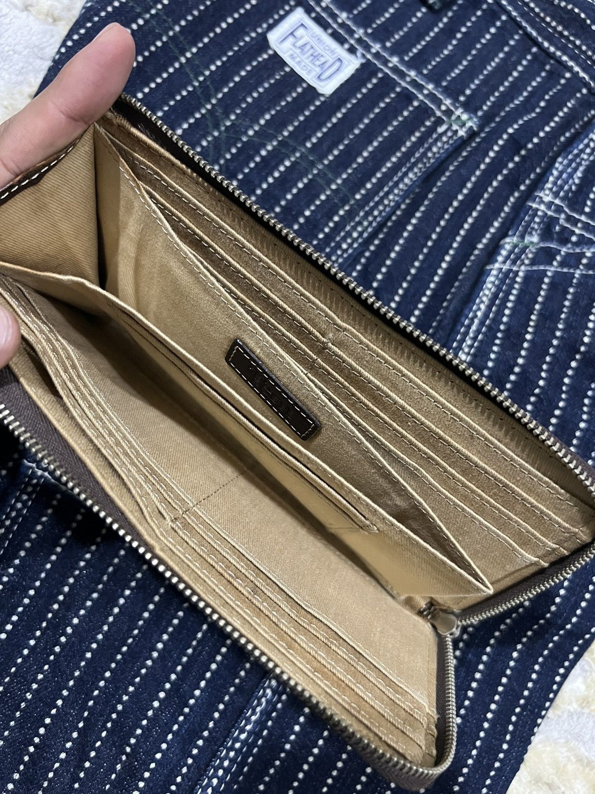 Genuine Leather × Pure Blue Japan × Redmoon Double Zipper Multi Slot Card & Money Leather Long Wallet Size ONE SIZE - 6 Thumbnail