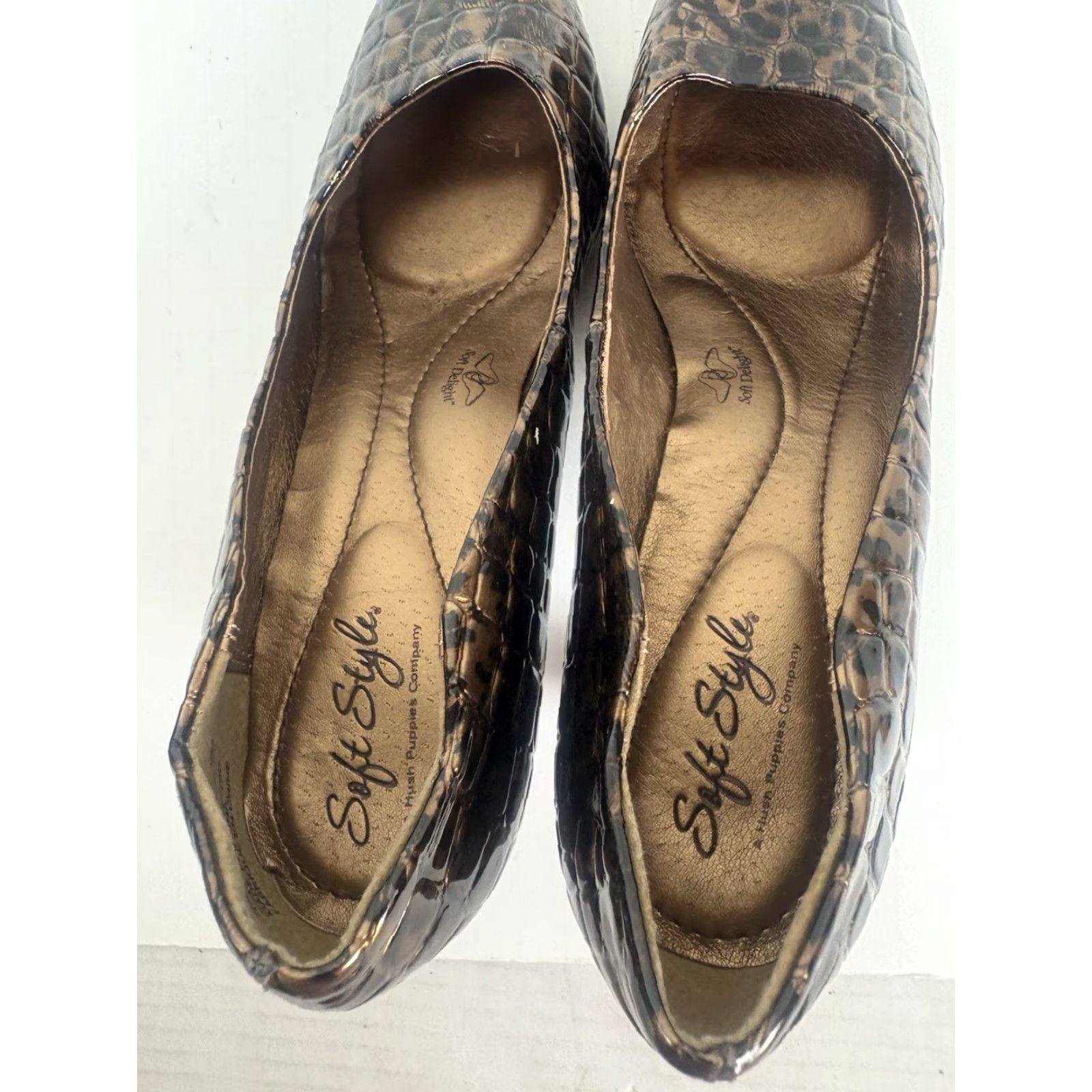 Vintage VINTAGE Soft Style Women's Pointed Toe Pump Heel 3in Faux Leather Gold/Brown Animal Print M Size US 8.5 / IT 38.5 - 5 Thumbnail