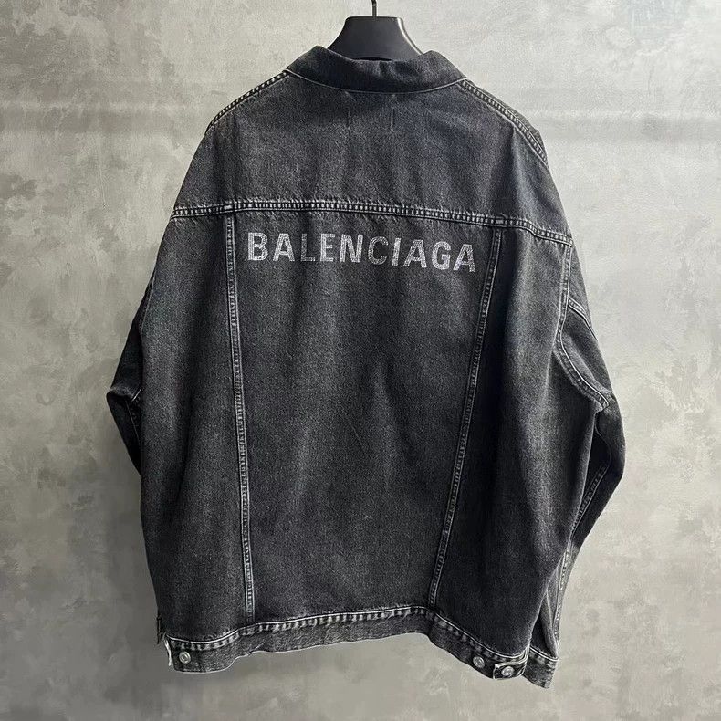 Balenciaga Balenciaga Black Gray Logo Denim Jacket-2505 Size US M / EU 48-50 / 2 - 2 Thumbnail