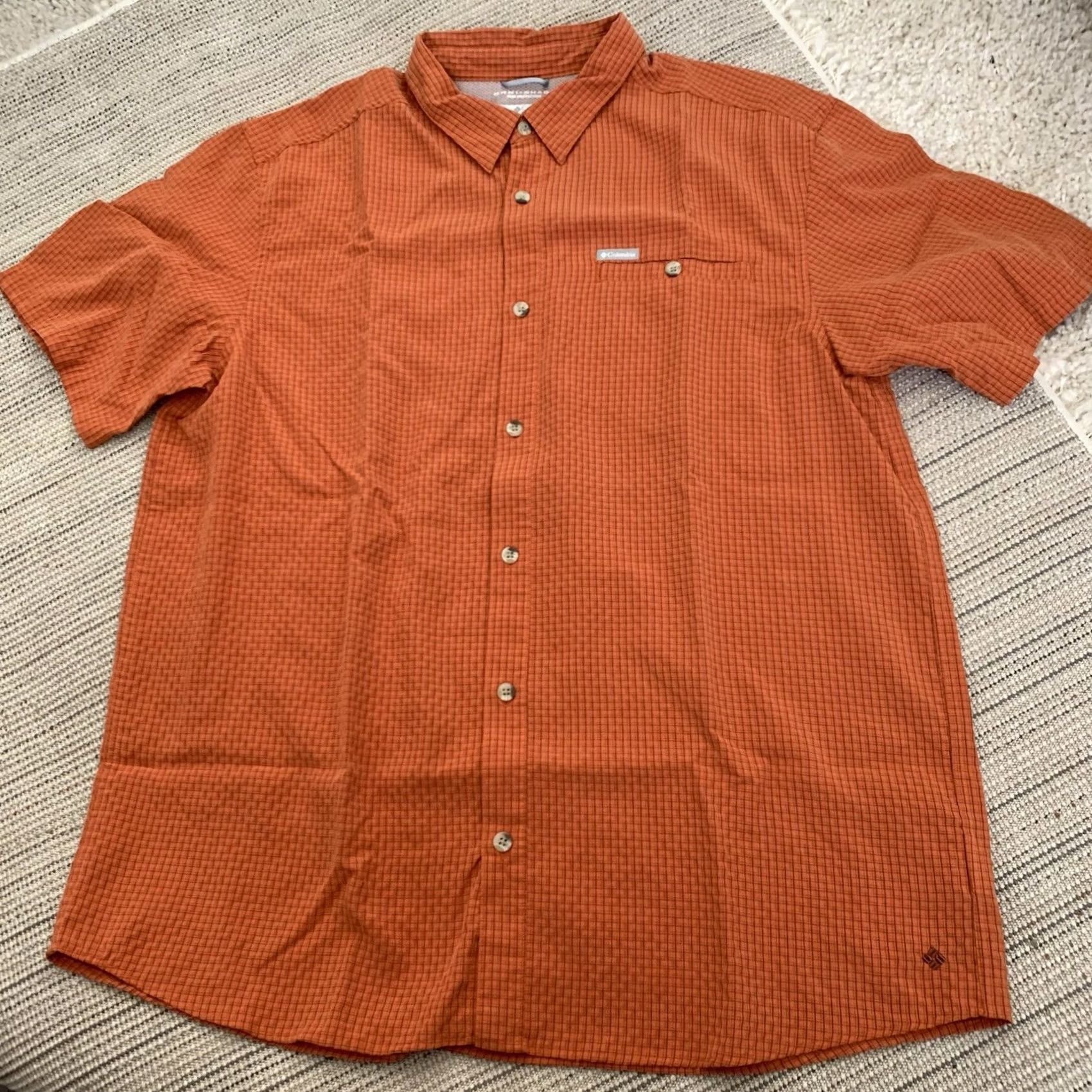 Vintage Columbia Shirt Mens XL Omni Shade Short Sleeve Vented Fishing Orange Check Size US XL / EU 56 / 4 - 6 Thumbnail