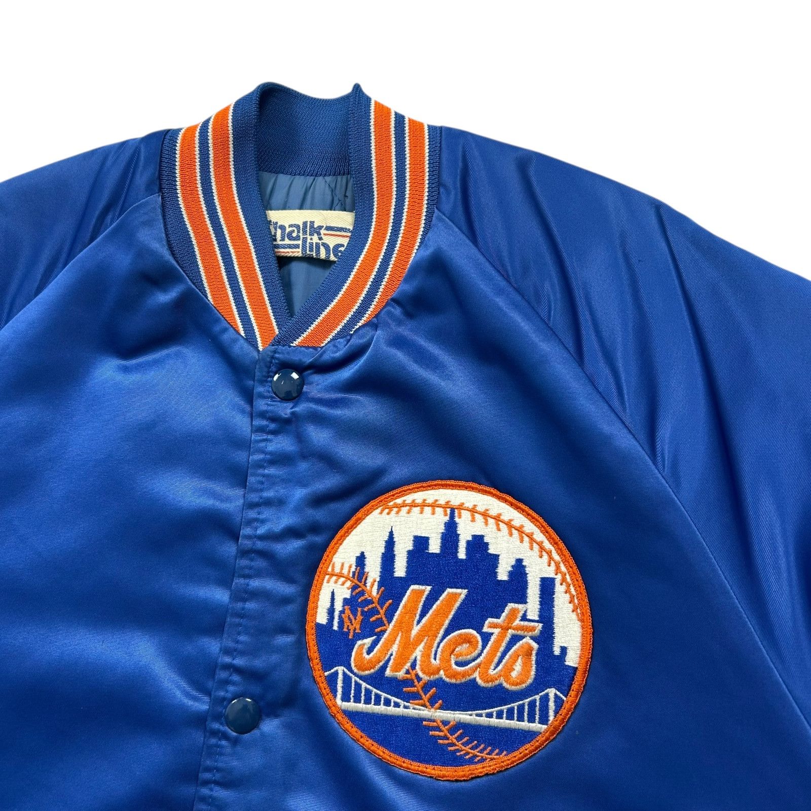 MLB VTG 90s NEW YORK METS CHALK LINE SATIN JACKET SPELL OUT Size US M / EU 48-50 / 2 - 4 Thumbnail