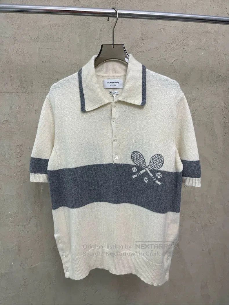 Thom Browne Thom Browne Beige Tennis Polo Sweater. Size US S / EU 44-46 / 1 - 3 Thumbnail