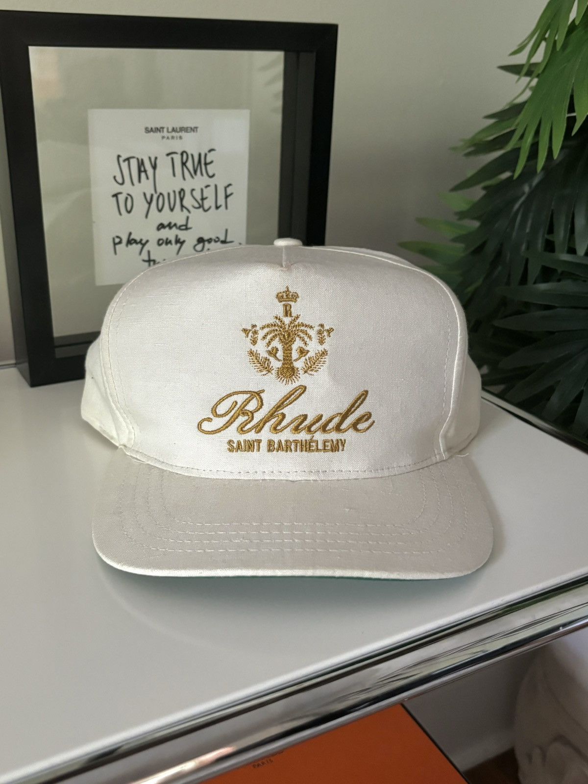 image of Rhude “Linen Resort St Barts” Hat in Cream, Men's