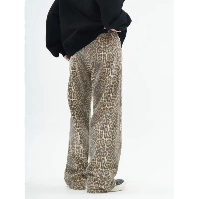 Japanese Brand × Jean Retro loose high street leopard print jeans Size US 32 / EU 48 - 3 Thumbnail