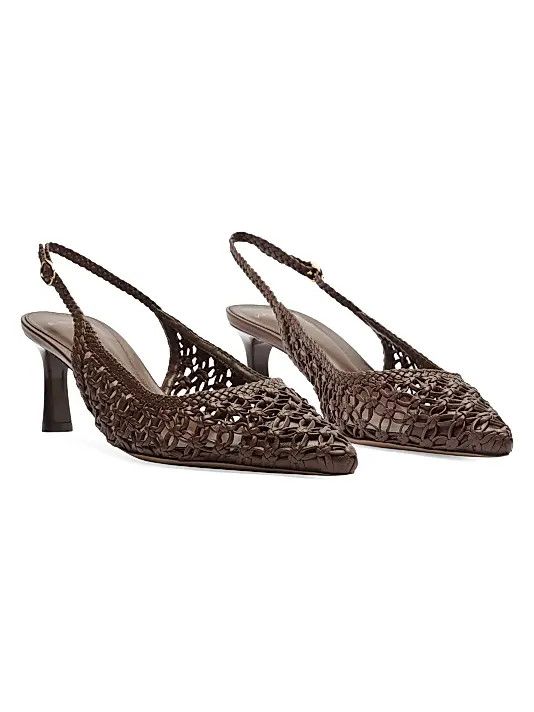 Alexandre Birman os11x1225 Jane Tresse 60MM Woven Leather Slingback Pumps Size US 11 / IT 41 - 9 Thumbnail