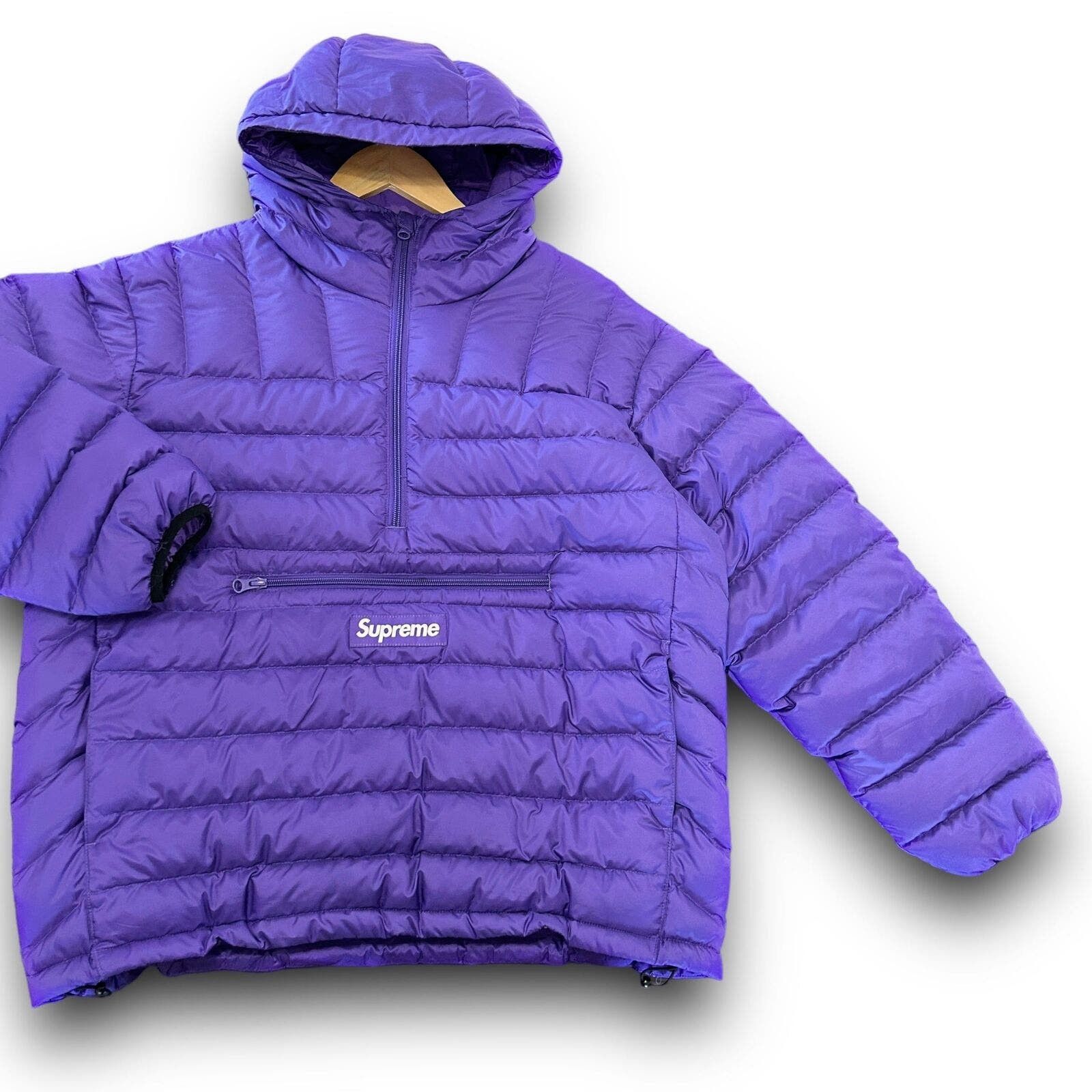 image of Supreme Micro Down Half Zip Hooded Pullover, Small in Purple, Men's