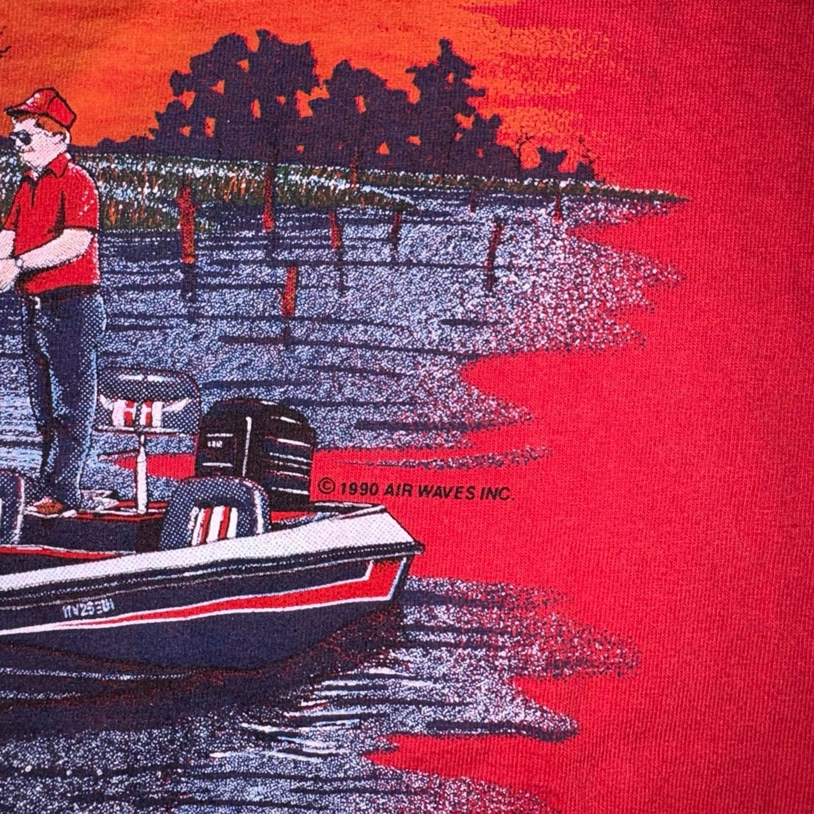 Anvil Vintage 1990 Airwaves shirt fishing XL single stitch Size US XL / EU 56 / 4 - 3 Thumbnail