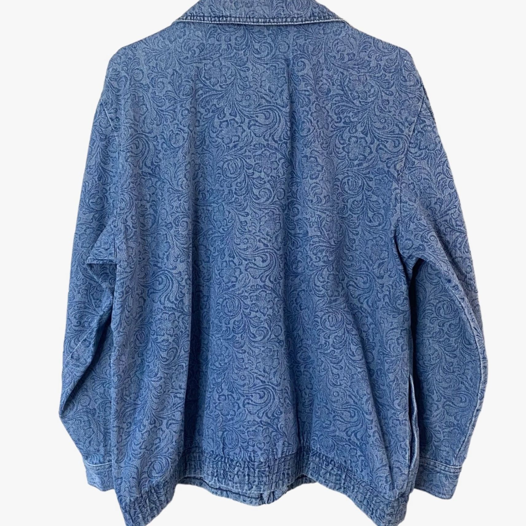Denime VINTAGE Saint Germain Western Denim Jacket Women L Blue Floral Motif Button-Up 100% Cotton USA Womens Size L / US 10 / IT 46 - 3 Thumbnail