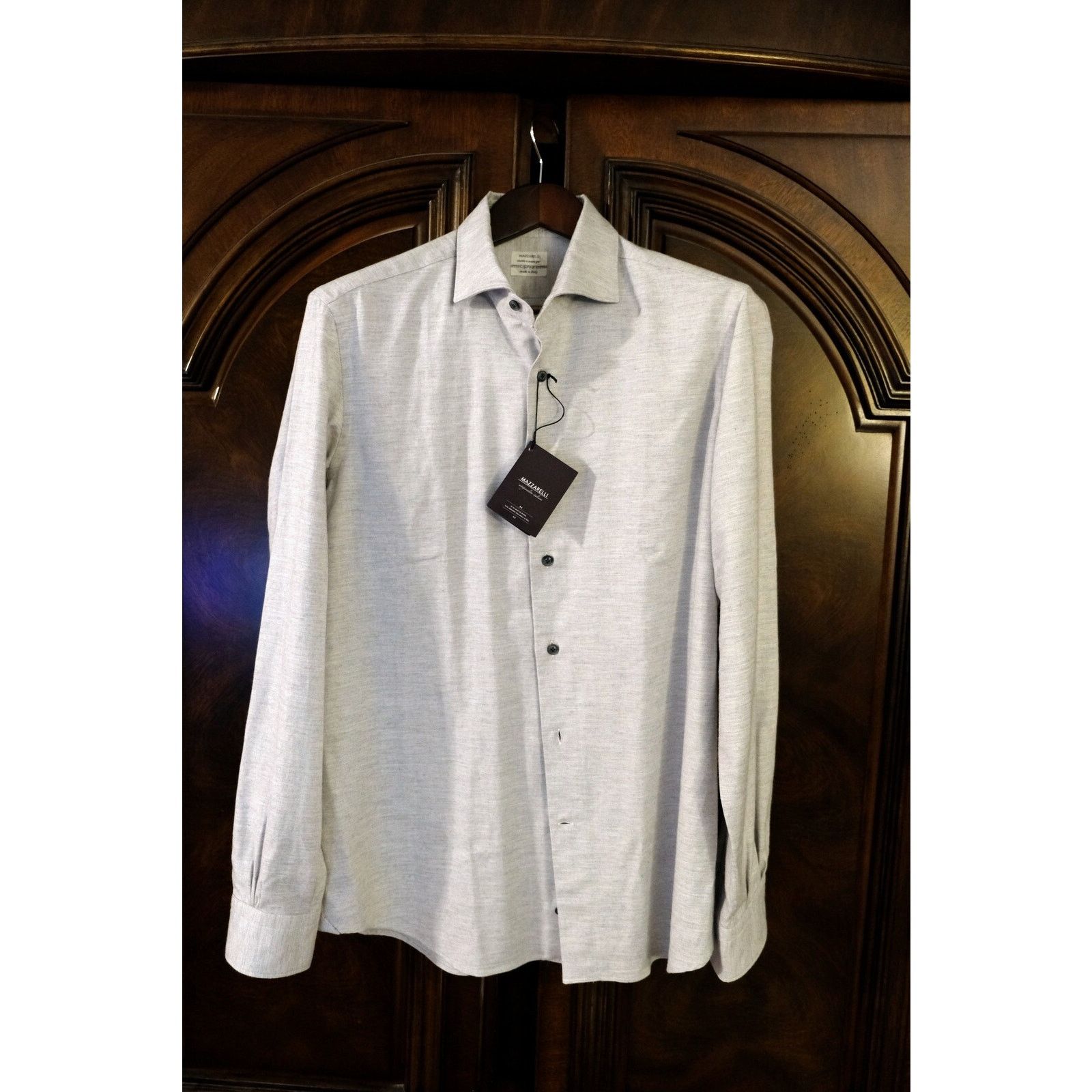 Mazzarelli NWT MAZZARELLI LIGHT GRAY LIGHT FLANNEL SHIRT EU41/US16 Size US M / EU 48-50 / 2 - 7 Thumbnail