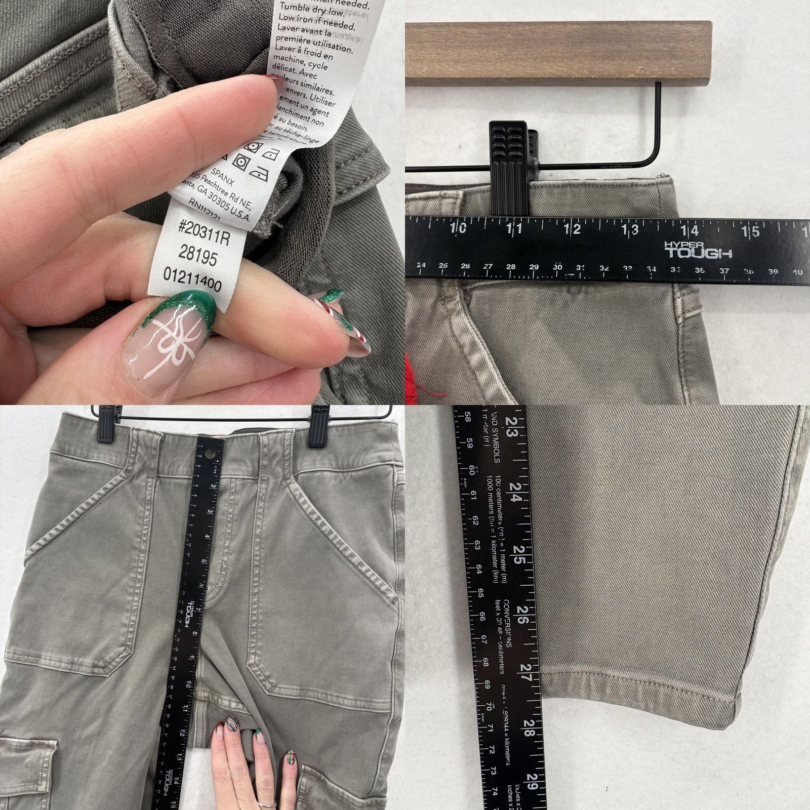 Spanx Spanx Perfect Stretch Twill Ankle Cargo Pants Womens Large Sage Green Pull On Pants Size 36" / US 14 / IT 50 - 8 Thumbnail