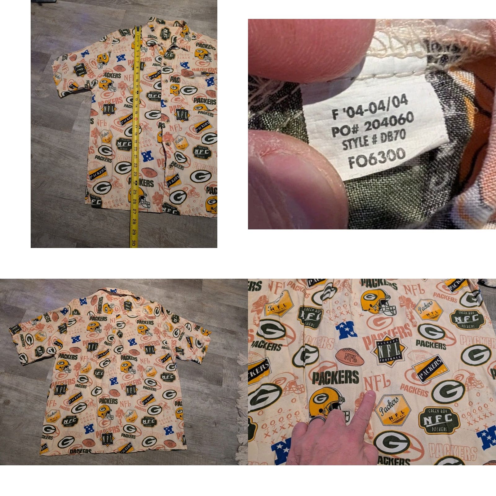 NFL VINTAGE Green Bay Packers AOP Hawaiian Shirt Mens Beige Short Sleeve Button Up Size S/M Size US S / EU 44-46 / 1 - 8 Thumbnail