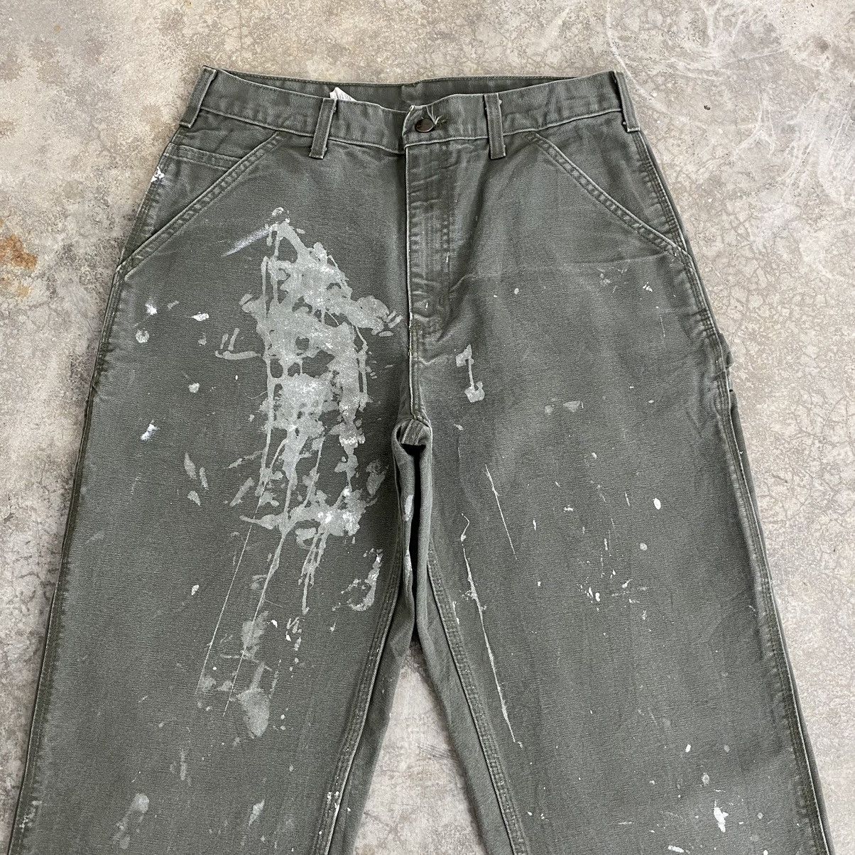 Carhartt Vintage Carhartt Moss Green Stained Carpenter Pants Size US 31 - 4 Thumbnail
