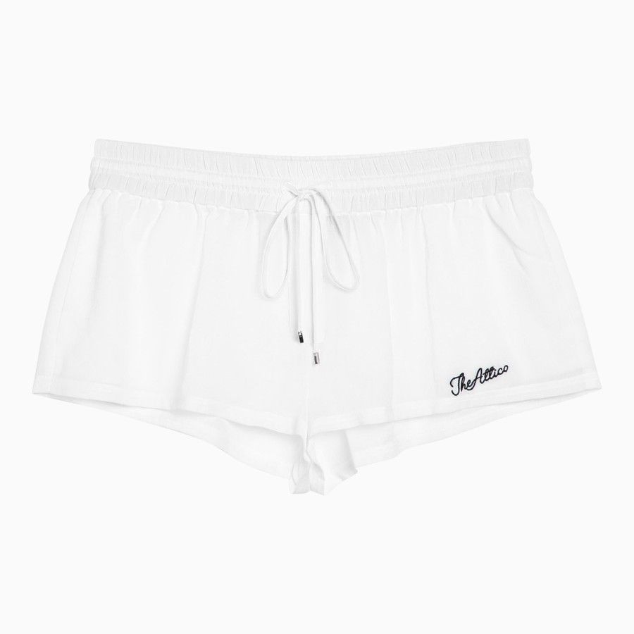 The Attico o1d2blof1024 Cotton Short With Logo in White Size 28" / US 6 / IT 42 - 1 Thumbnail