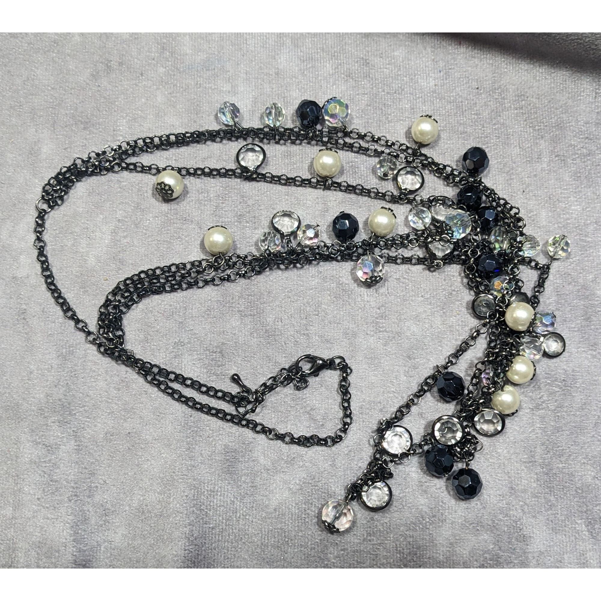Other Glam Goth Multilayer Glass And Faux Pearl Charm Studded Neck Size ONE SIZE - 8 Thumbnail