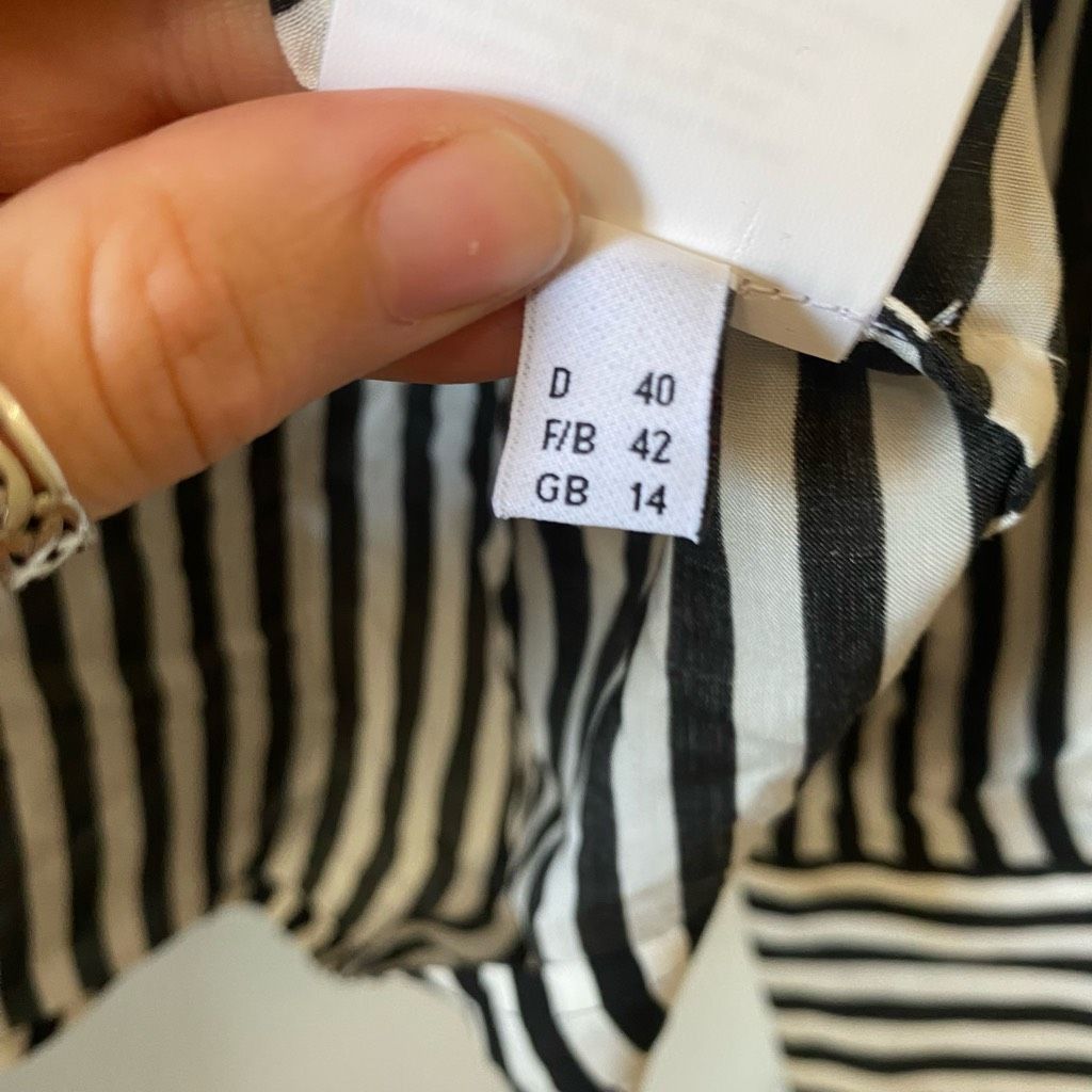 Revenge Madeleine Reverse Stripe Tye Button Blouse, Black White Shir Size XL / US 12-14 / IT 48-50 - 5 Thumbnail