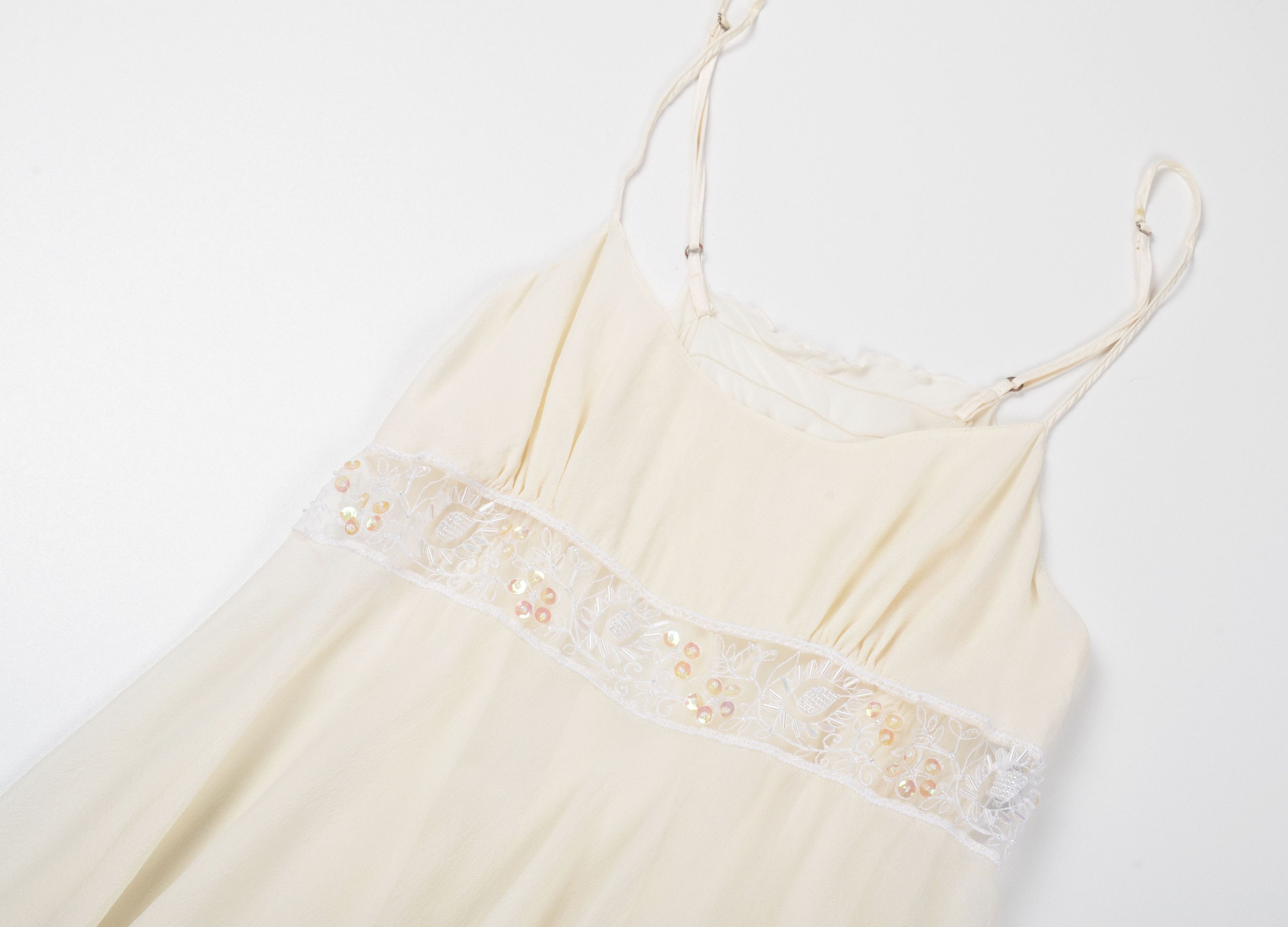 Other Vintage Globus Y2K Mesh Silk Beaded Milky Cami Top Size L / US 10 / IT 46 - 5 Thumbnail