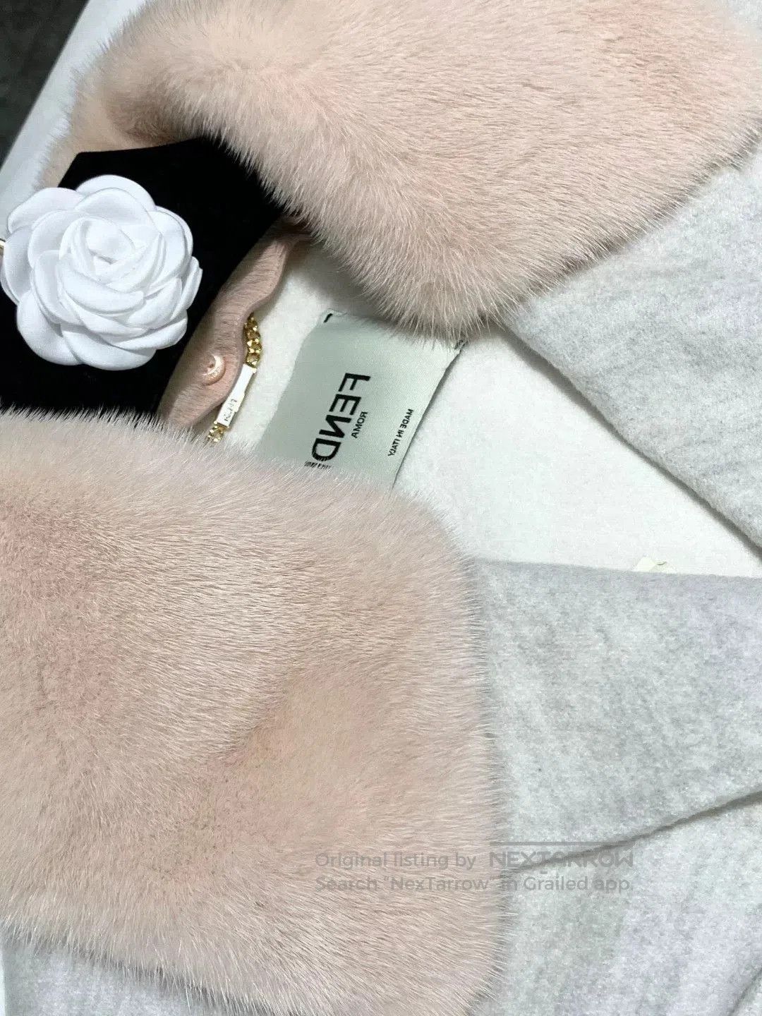 Fendi FENDI Gray Pink Fur Pocket Coat. Size US XS / EU 42 / 0 - 6 Thumbnail