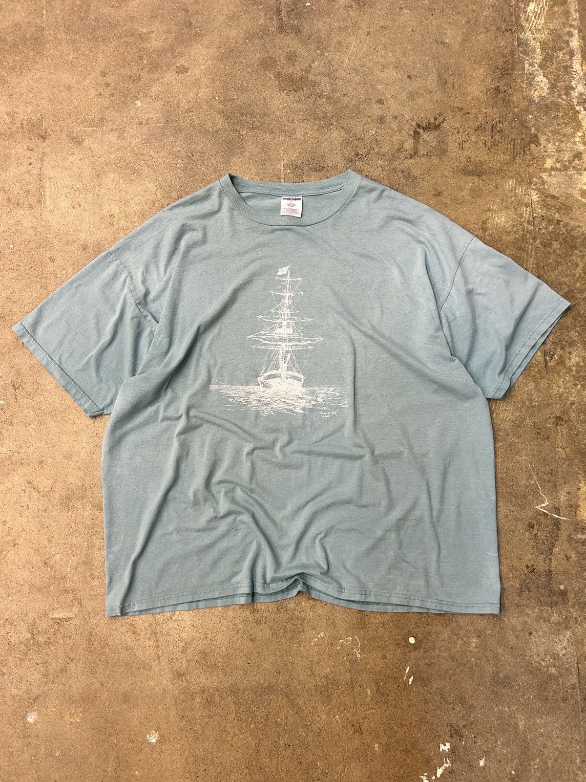 Vintage Vintage Baggy Oversized Tee Sailboat US Brig Graphic XXXL Size US XXL / EU 58 / 5 - 1 Thumbnail
