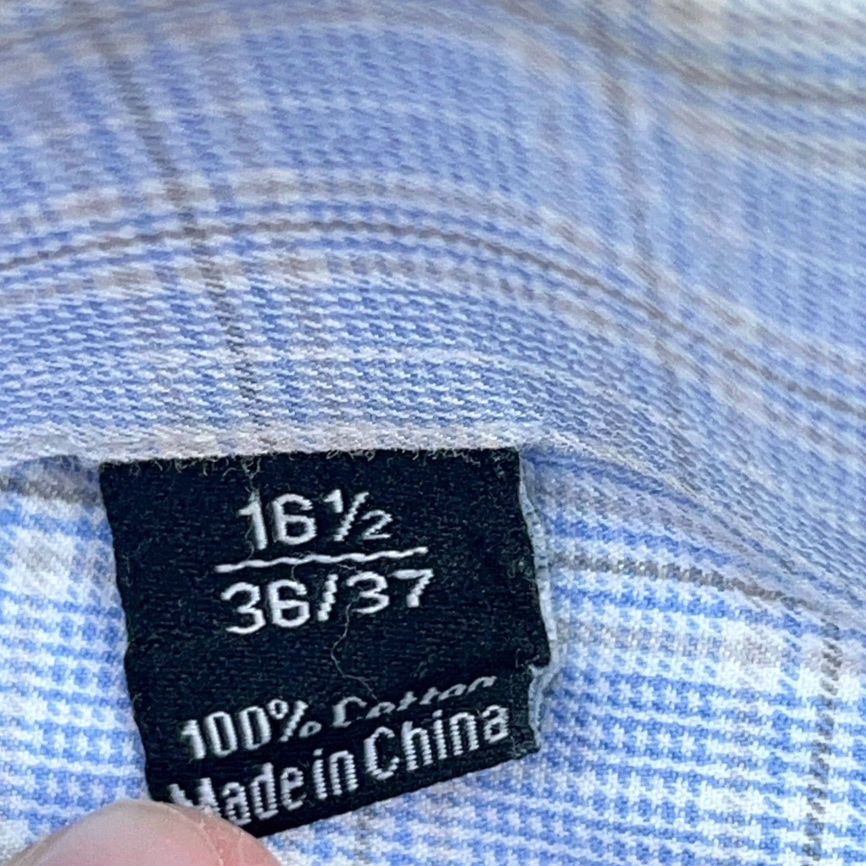 David Donahue David Donahue Shirt Men 16 1/2 36 Blue Plaid Button-Up Slim Casual Adult Size US L / EU 52-54 / 3 - 6 Thumbnail