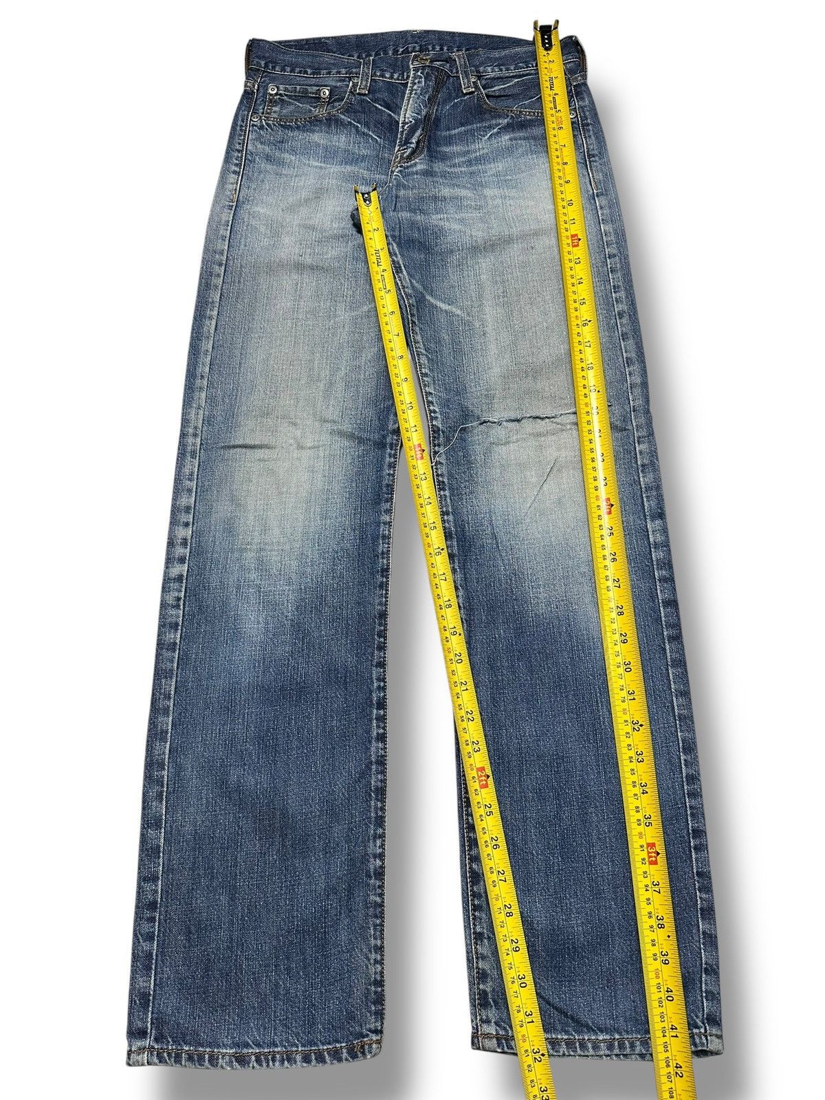 Japanese Brand Crack Evo Vintage Distressed Straight Cut With Striked Wash Size US 31 - 12 Thumbnail