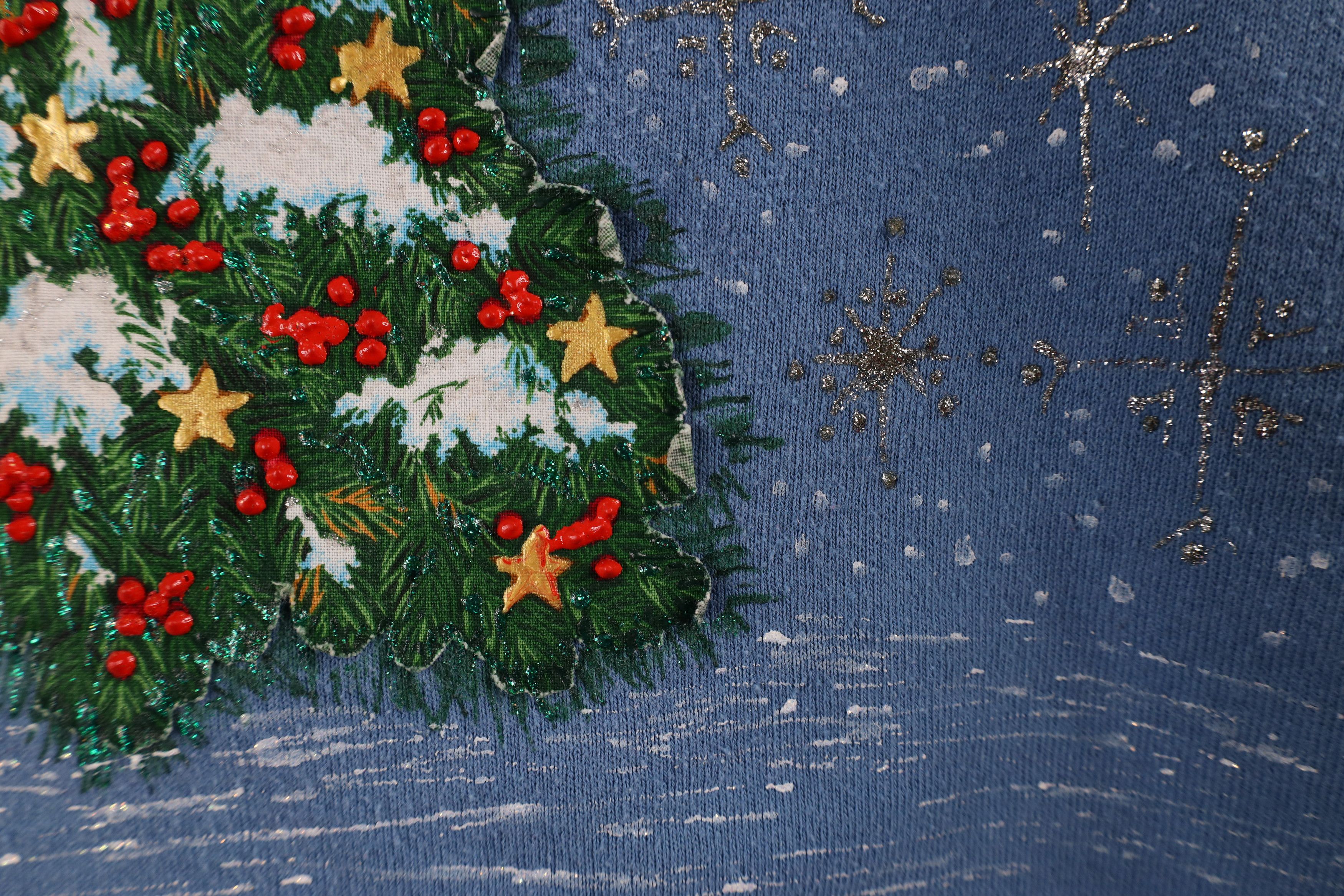 Vintage Vintage 90s Christmas Tree Glitter Puff Paint Sweatshirt Size XL / US 12-14 / IT 48-50 - 8 Thumbnail