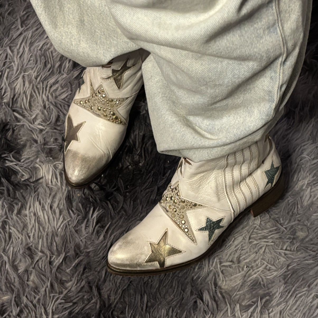 Other × Vintage Italian Vero Cuoio Stars Cowboy Boots amazing beautiful Size US 8 / IT 38 - 7 Thumbnail