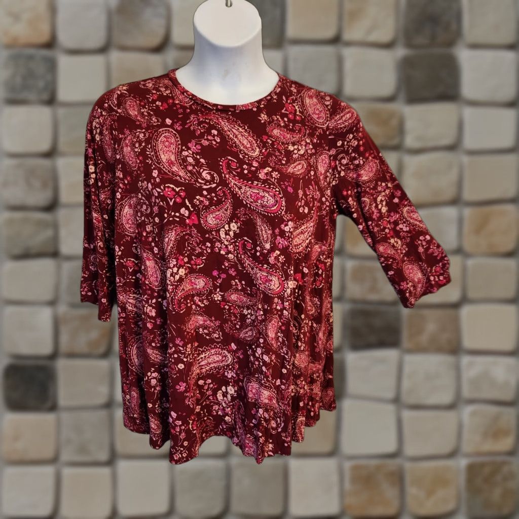 Vintage Jessica London Red Paisley Floral 3/4 Sleeve Top Shirt 14/16 Women Blouse Shirt Red Paisley Floral Casual Workwear Mens? Size XL / US 12-14 / IT 48-50 - 1 Thumbnail