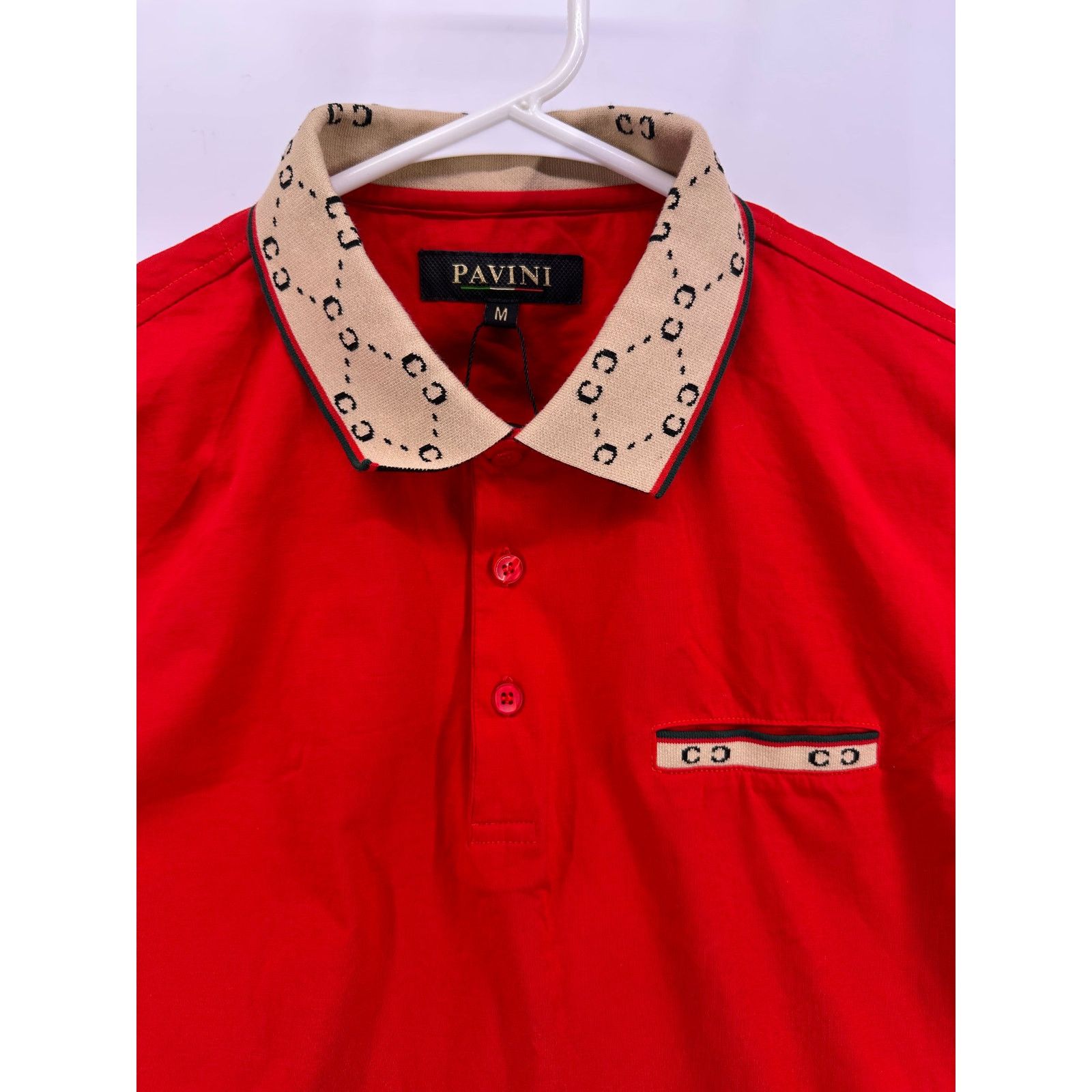 & Other Stories Pavini Red Polo With Brown CC Accents Size Medium Size US M / EU 48-50 / 2 - 7 Thumbnail