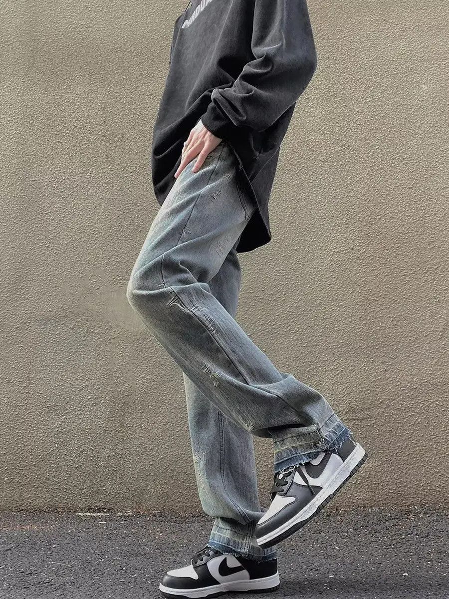 Japanese Brand Retro loose straight leg high street jeans Size US 28 / EU 44 - 3 Thumbnail