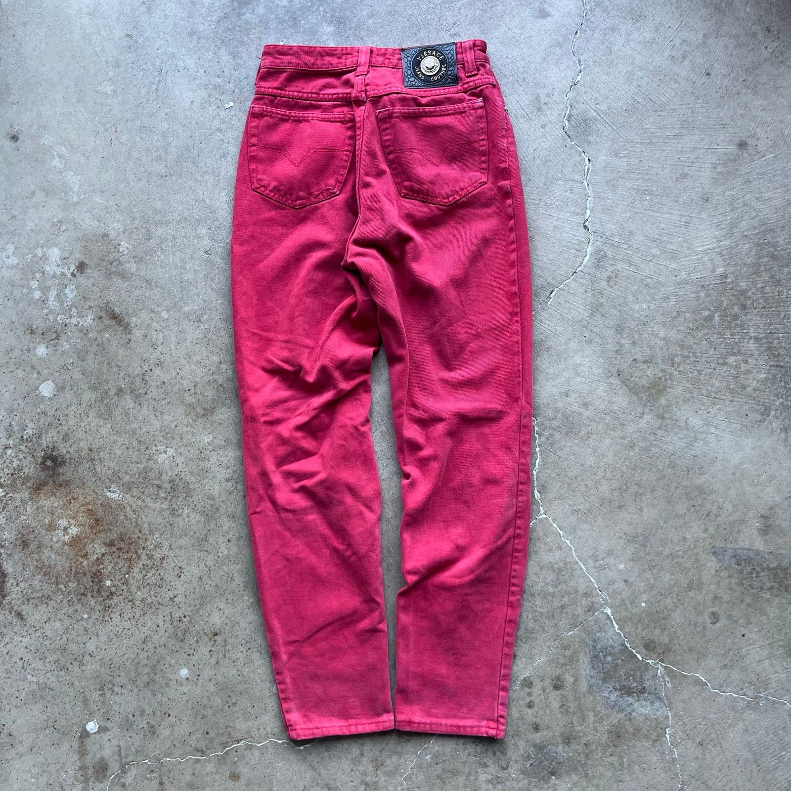 Vintage VERSACE COUTURE JEANS RED DENIM 24X28 Size 24" / US 00 / IT 34 - 1 Thumbnail