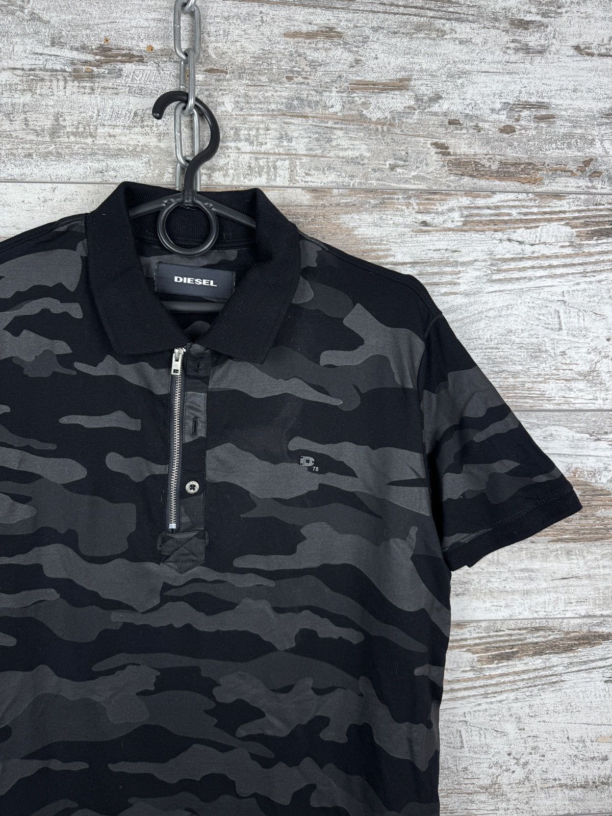 Diesel Diesel Camouflage Polo Shirt Black Grey Slim Fit Zip XS Size US XS / EU 42 / 0 - 2 Thumbnail