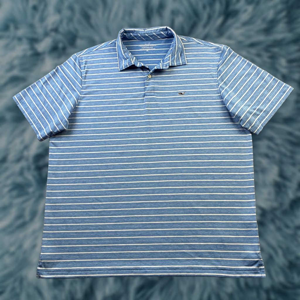 Vineyard Vines Vineyard Vines Polo Shirt Mens XL Blue Striped Golf Performance Short Sleeve Mulit-Label Logo Casual Activewear Shirt Size US XL / EU 56 / 4 - 1 Thumbnail