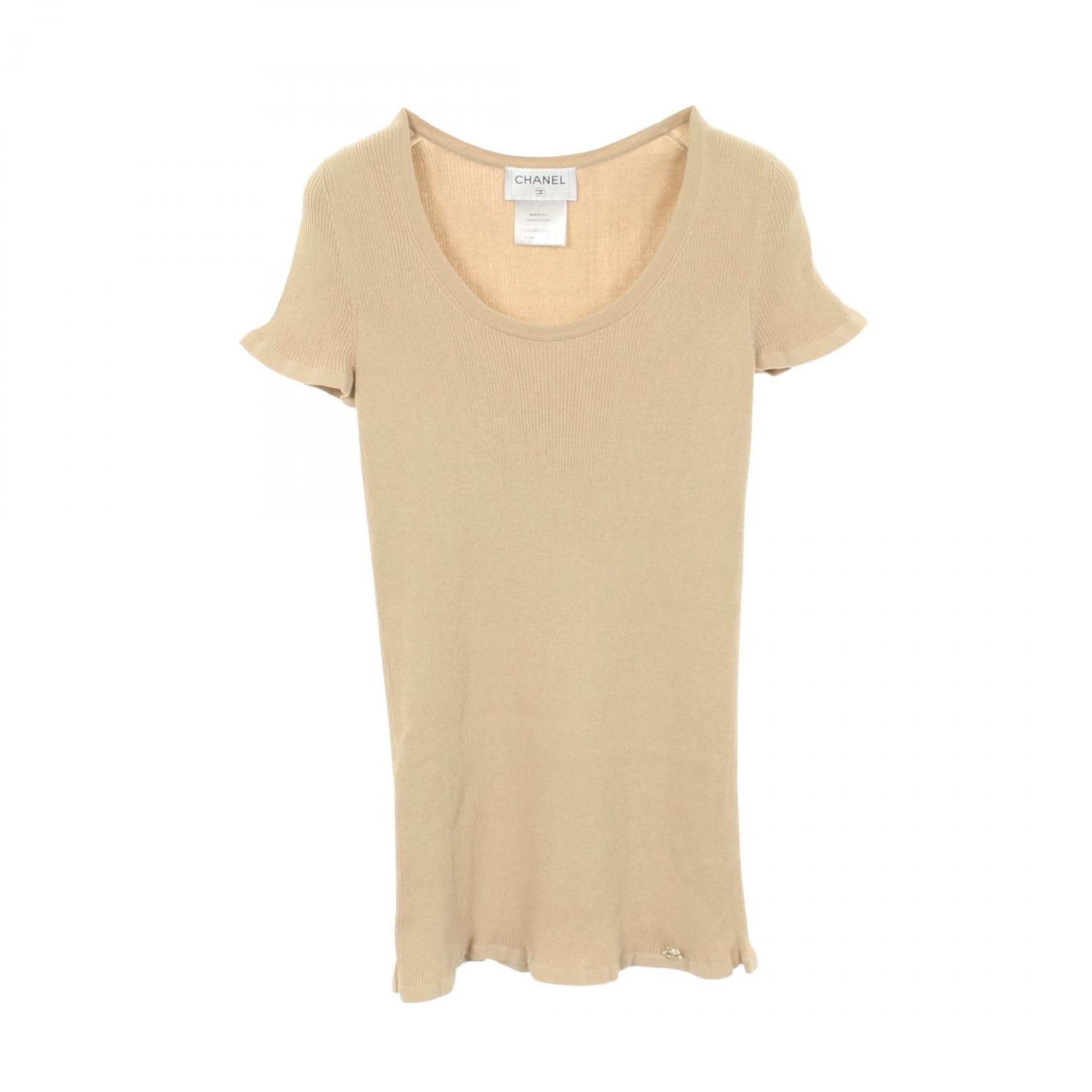 Chanel Chanel CHANEL Short Sleeve Rib Knit Top Textile Tops P40396 DUTY FREE for USA Size ONE SIZE - 1 Thumbnail